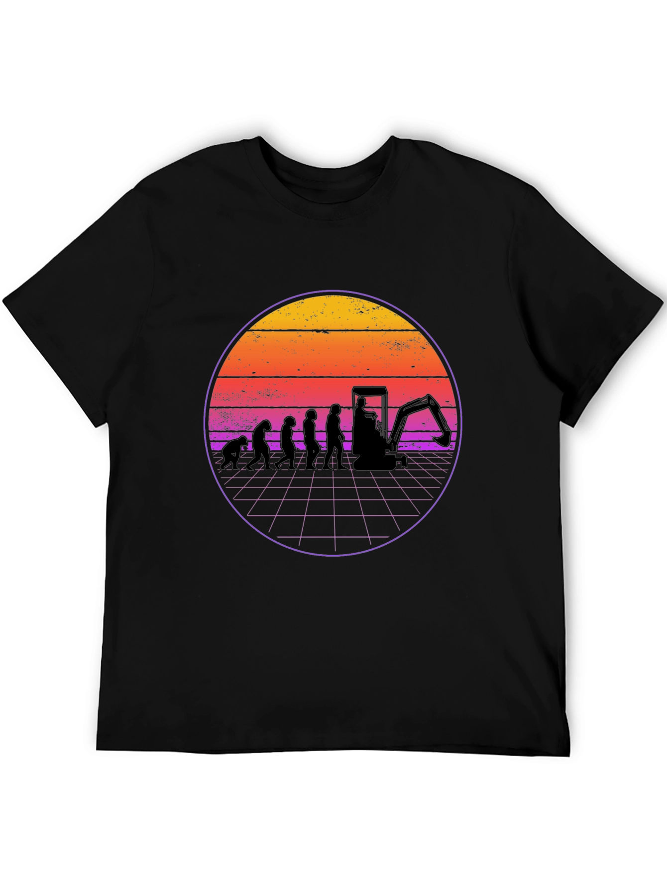 Camiseta Negra Evolución Excavadora Retro