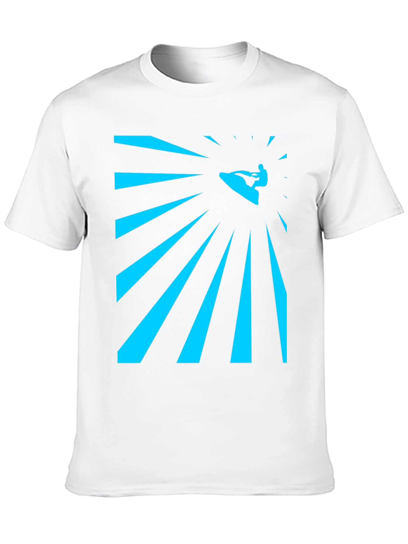 Camiseta Negra Estampada Surfista Rayos Azules