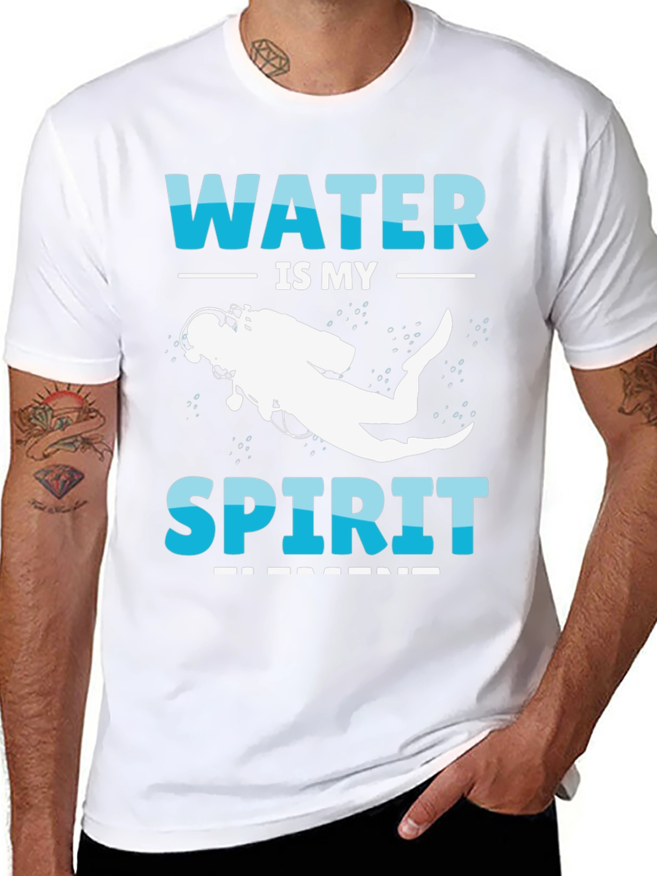 Camiseta Negra Buceo: Agua es mi Espíritu