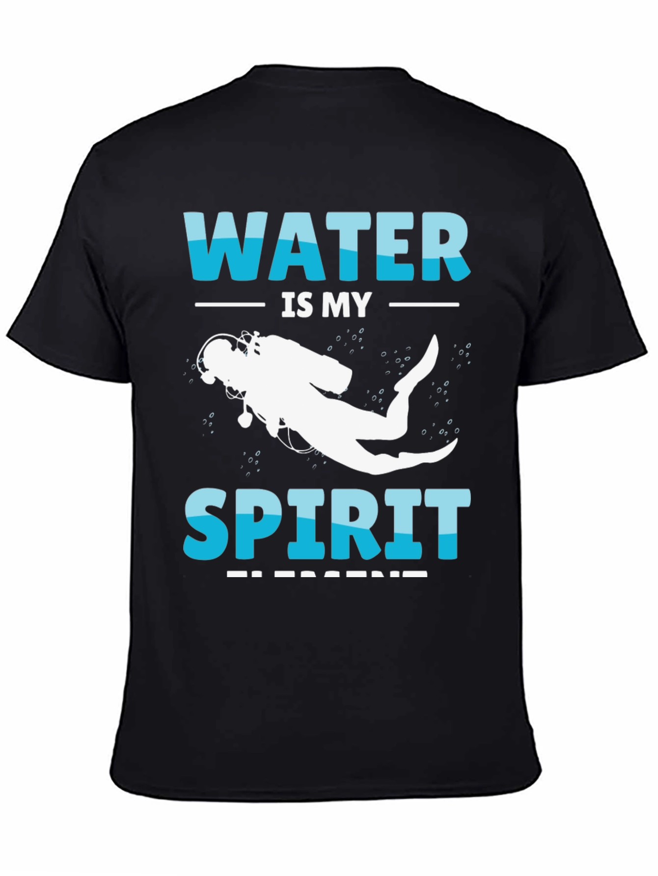 Camiseta Negra Buceo: Agua es mi Espíritu