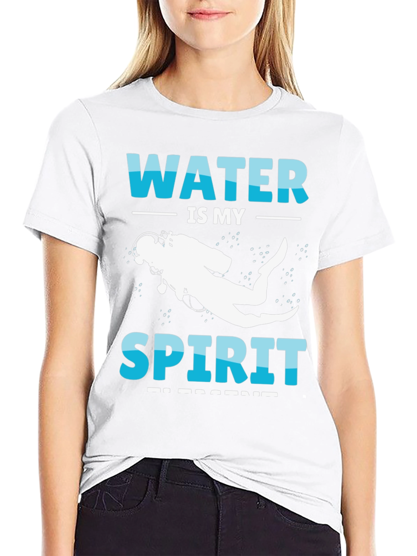 Camiseta Negra Buceo: Agua es mi Espíritu