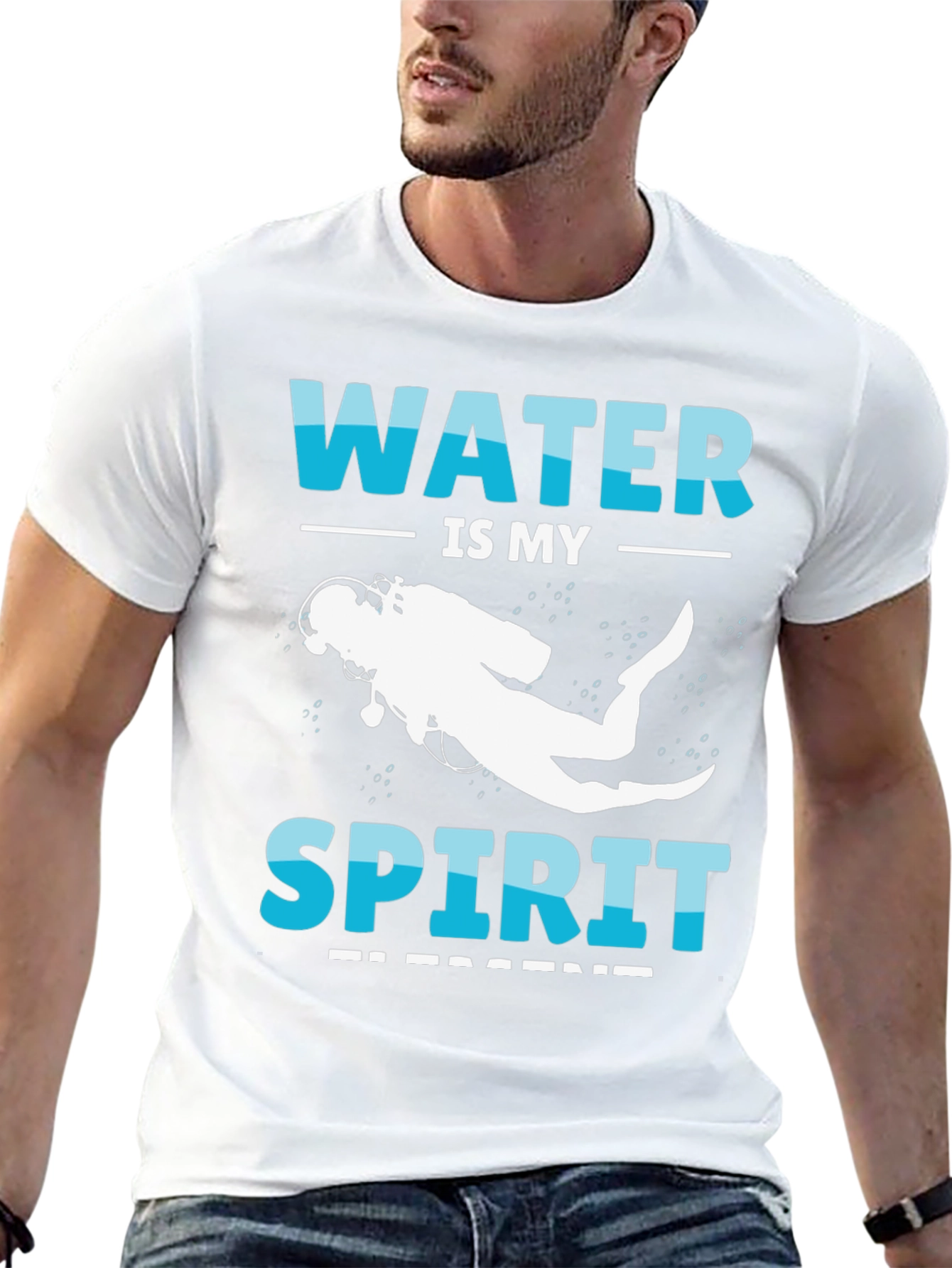 Camiseta Negra Buceo: Agua es mi Espíritu