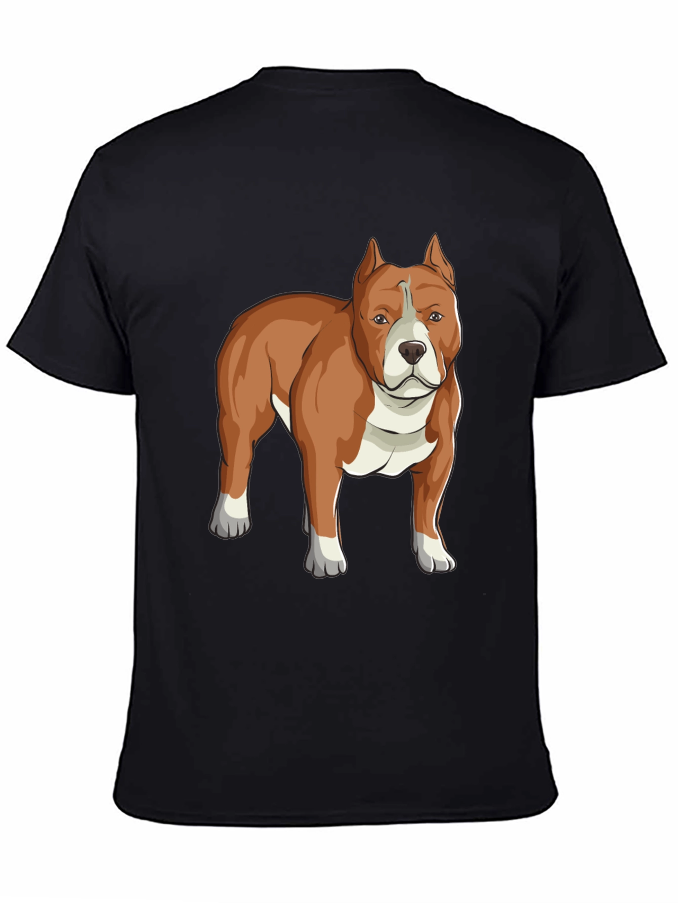 Camiseta Negra con Diseño de Perro Pitbull Marrón