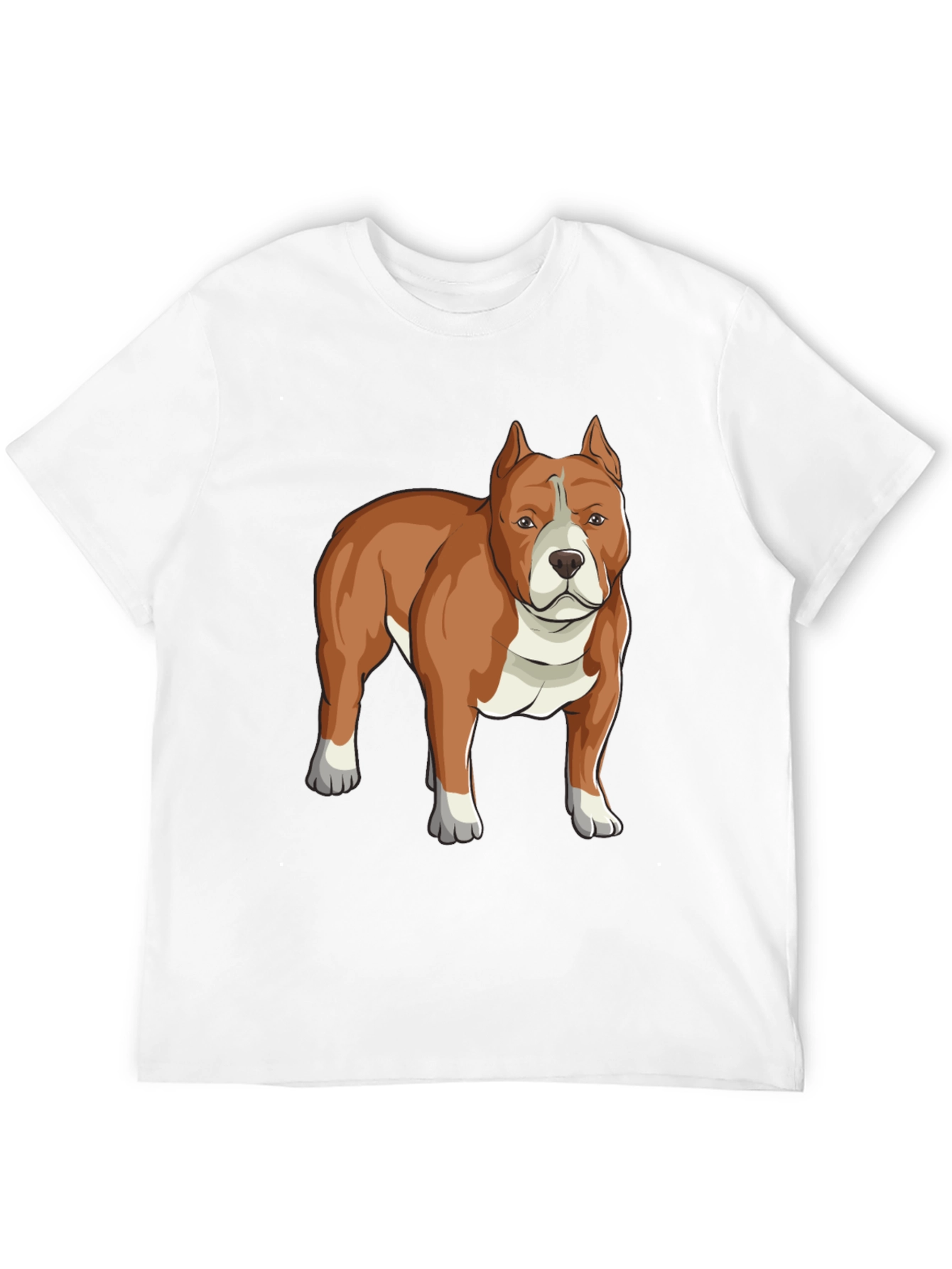 Camiseta Negra con Diseño de Perro Pitbull Marrón