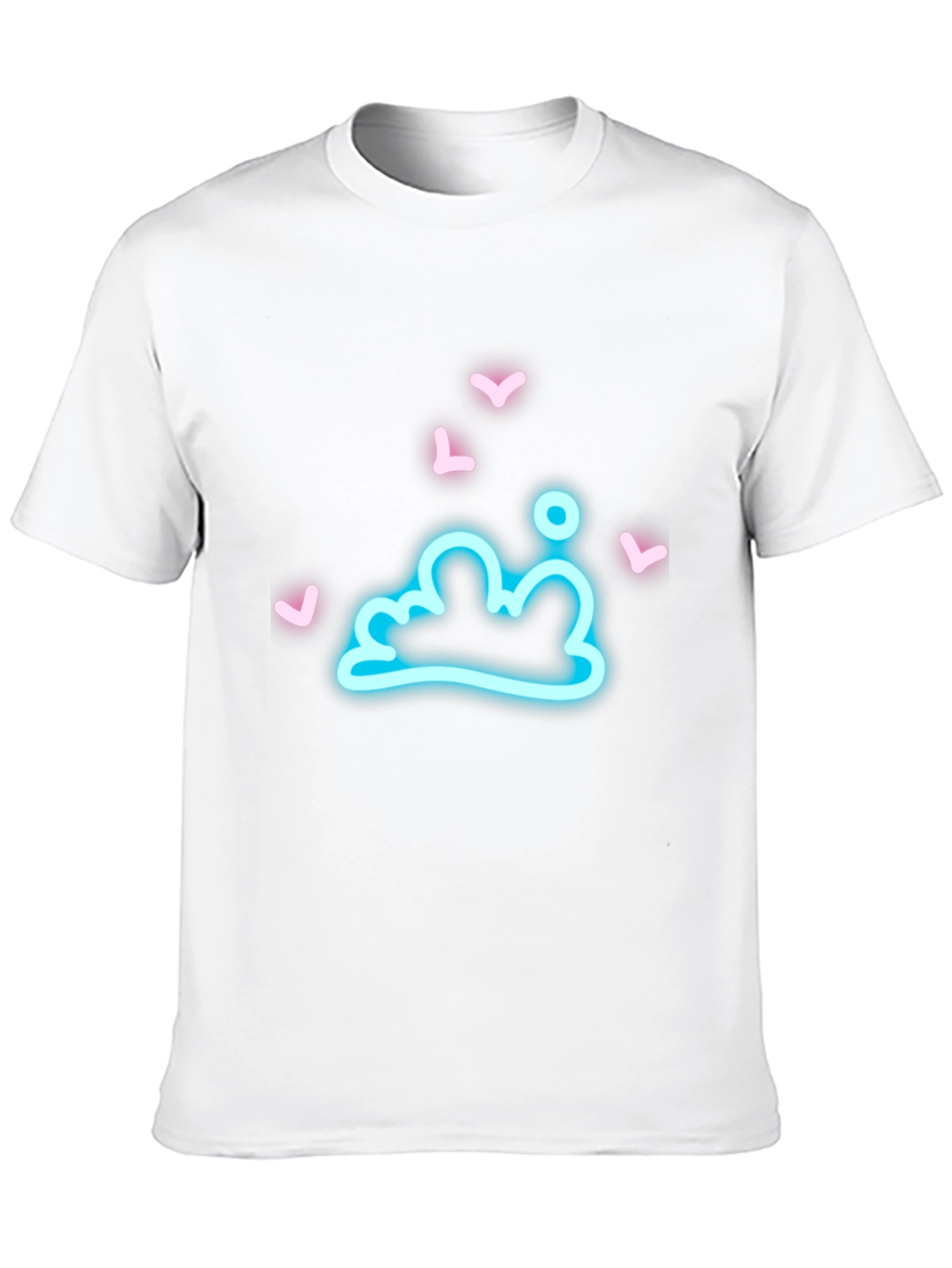 Camiseta Negra con Diseño Nubes Neón