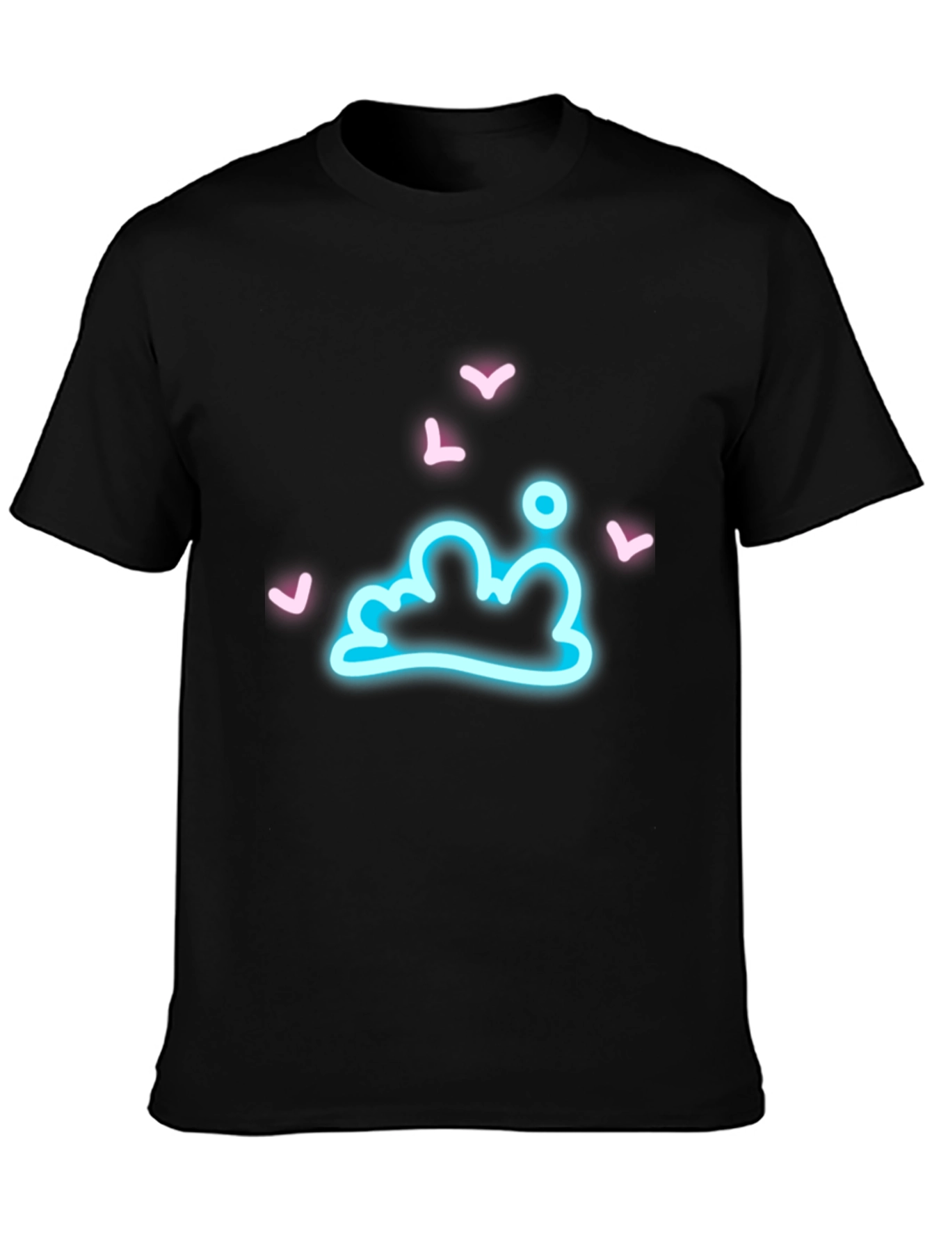 Camiseta Negra con Diseño Nubes Neón