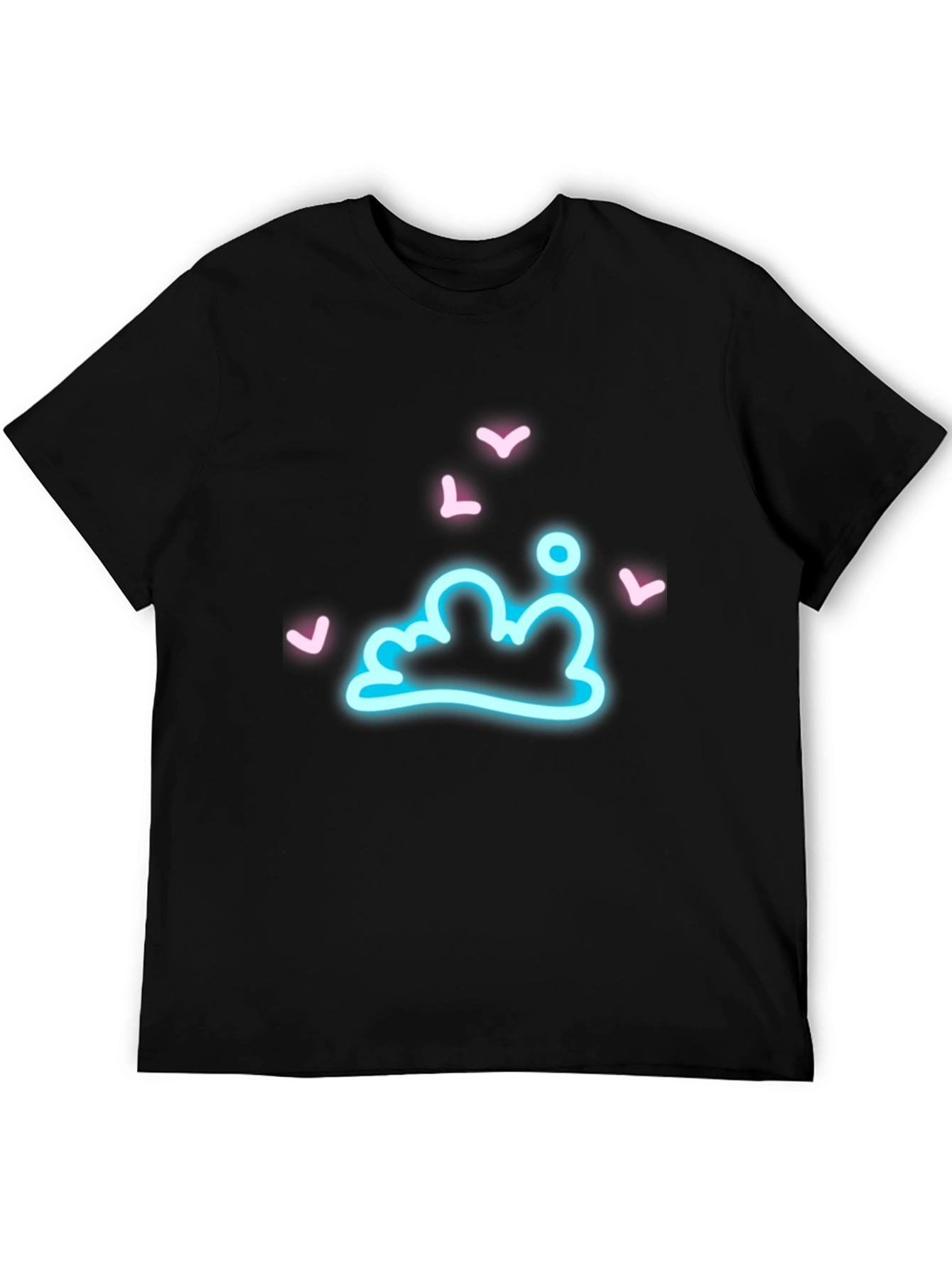 Camiseta Negra con Diseño Nubes Neón