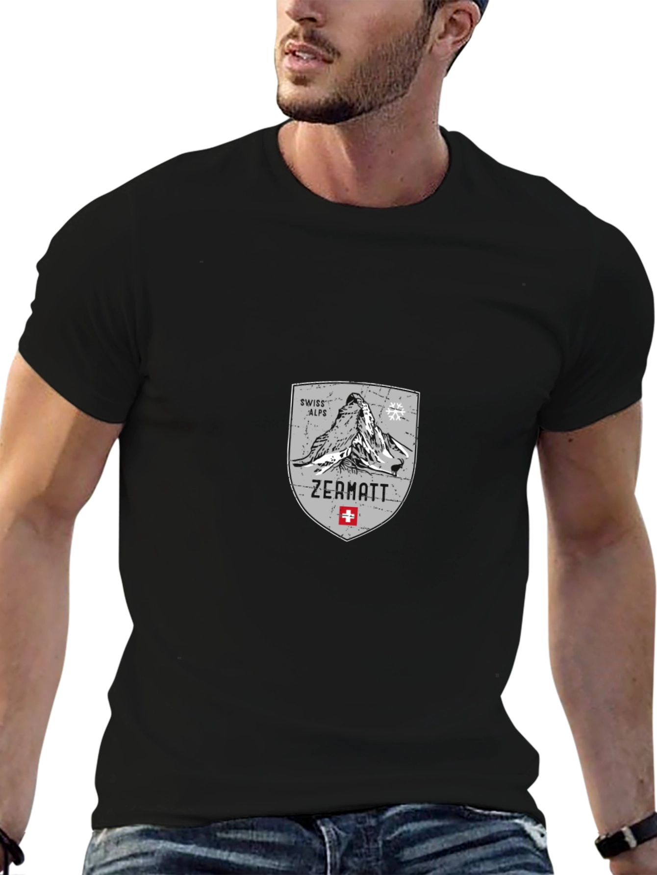 Camiseta Negra Zermatt Alpes Suizos