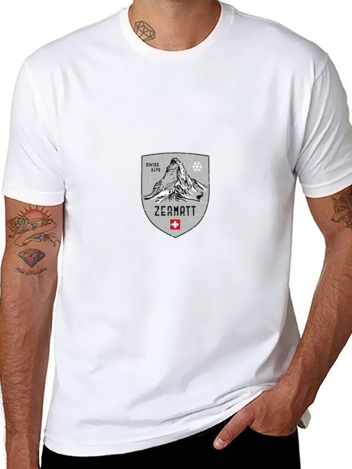Camiseta Negra Zermatt Alpes Suizos
