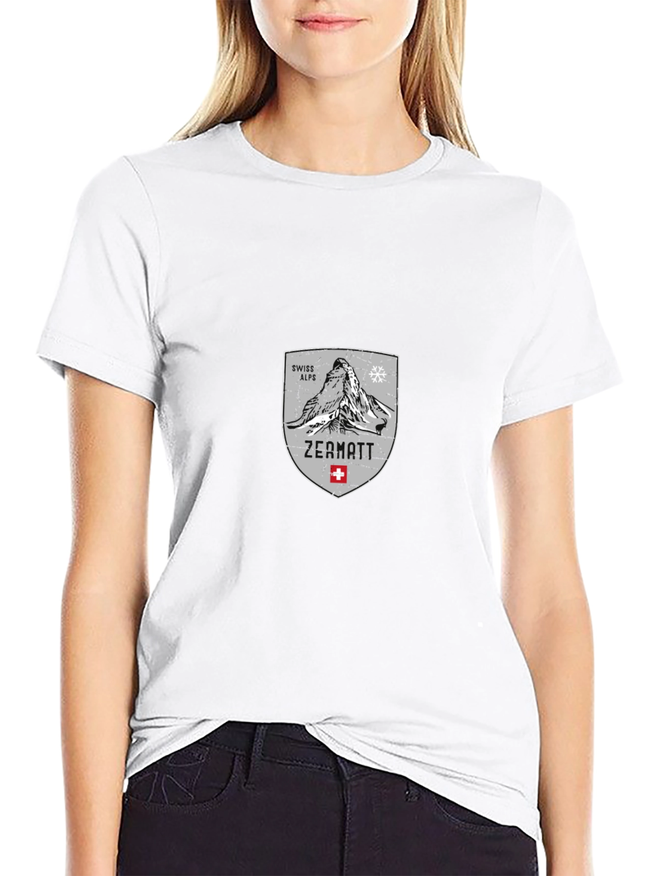 Camiseta Negra Zermatt Alpes Suizos