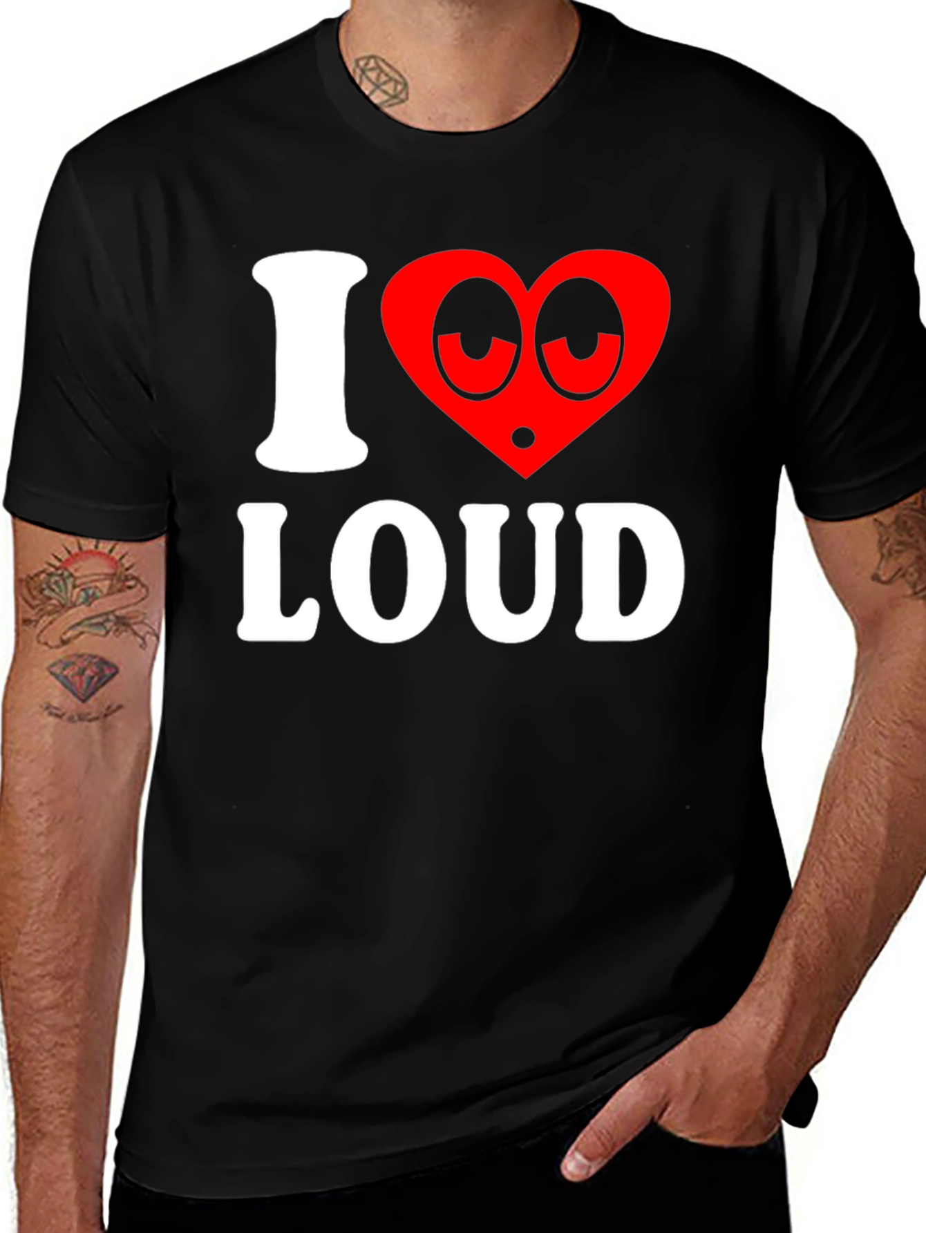 Camiseta Negra I Love Loud Divertida para Hombre