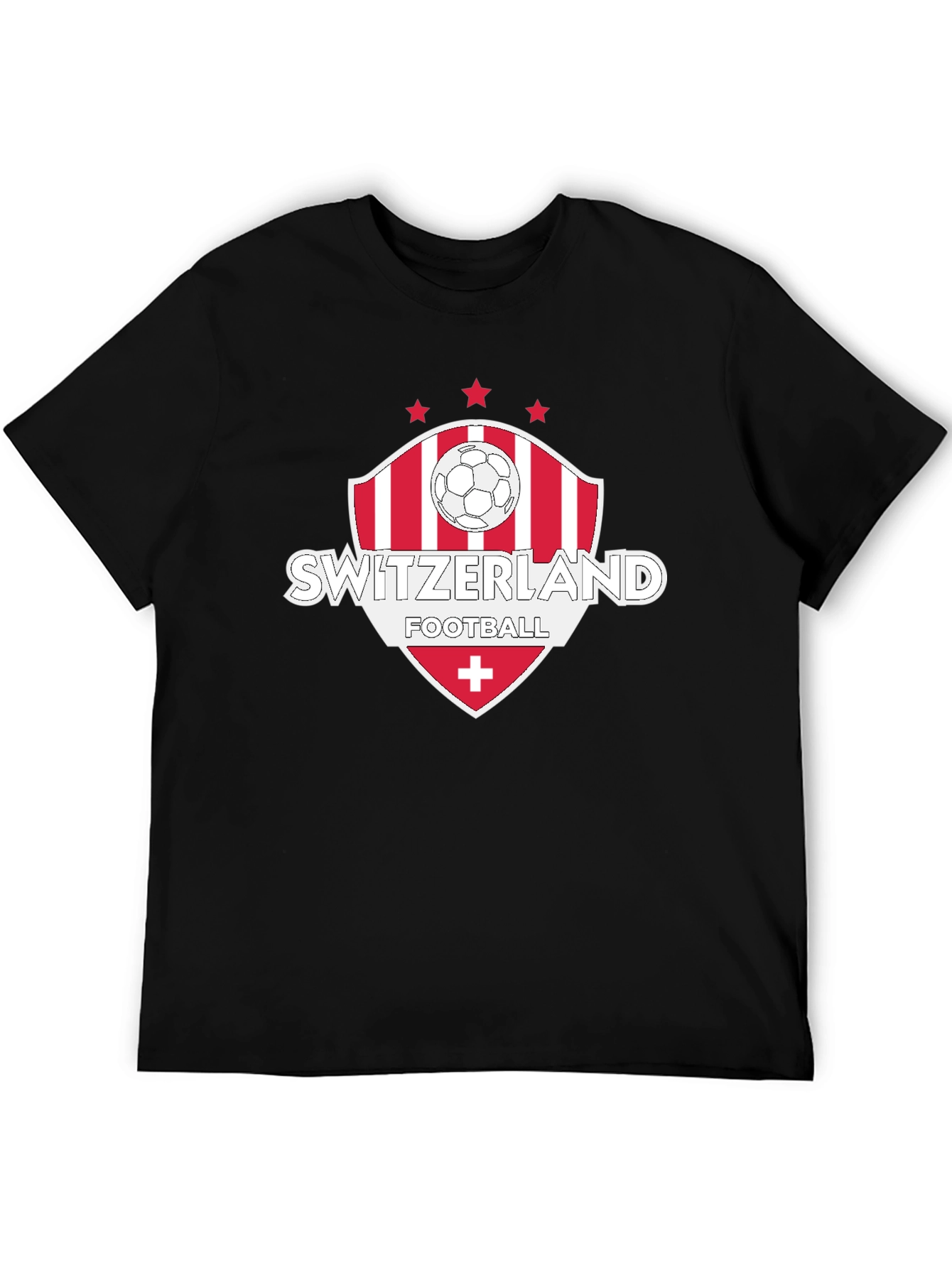 Camiseta Negra Fútbol Suiza Diseño Deportivo