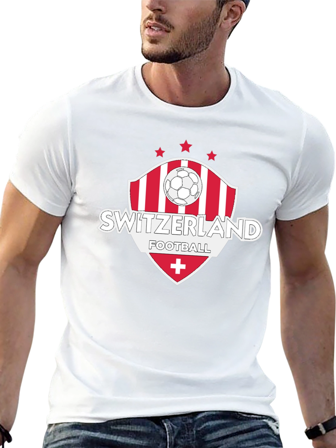 Camiseta Negra Fútbol Suiza Diseño Deportivo