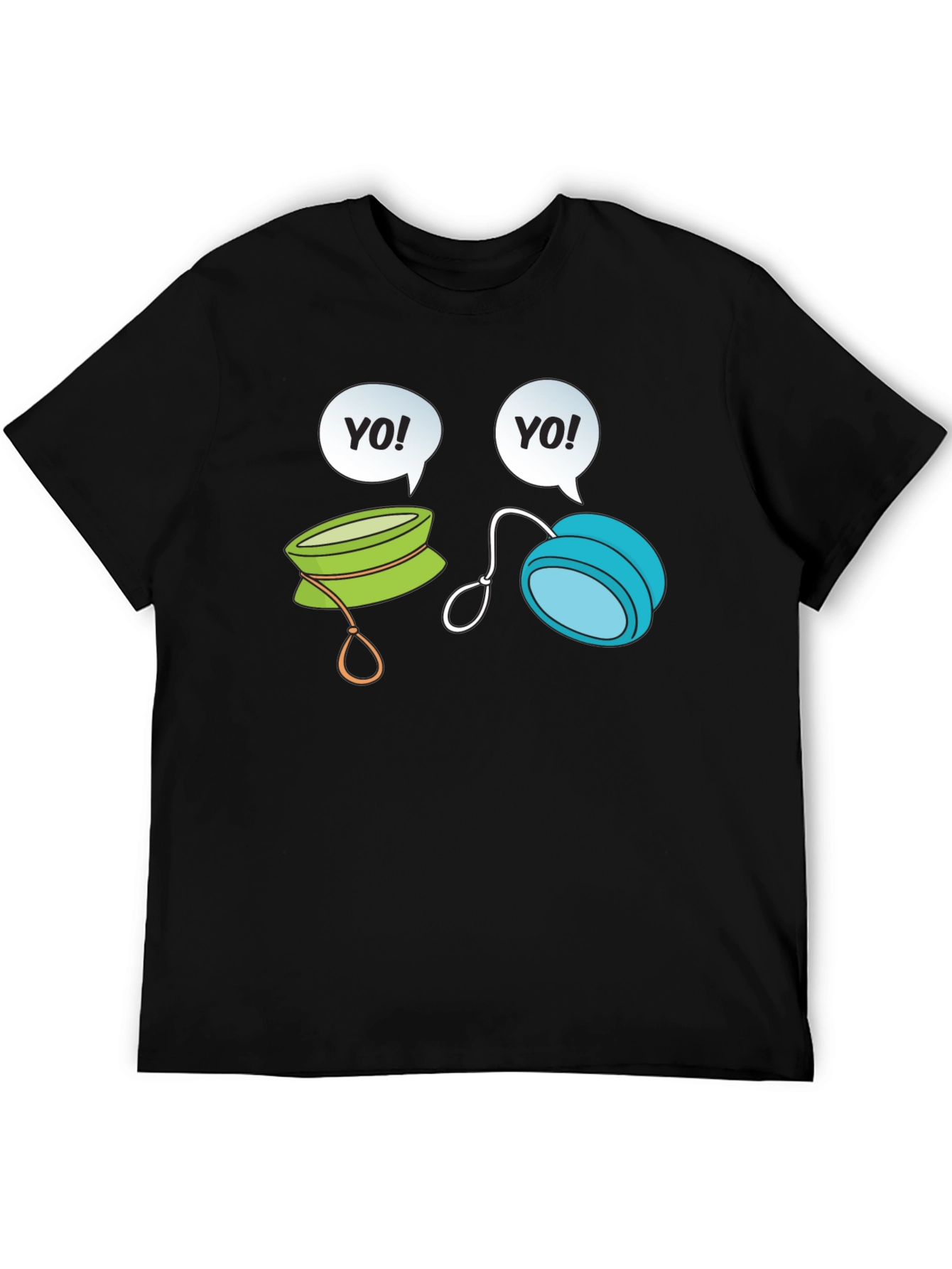 Camiseta Negra con Diseño de Yo-Yos Parlantes