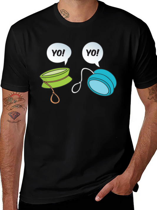 Camiseta Negra con Diseño de Yo-Yos Parlantes