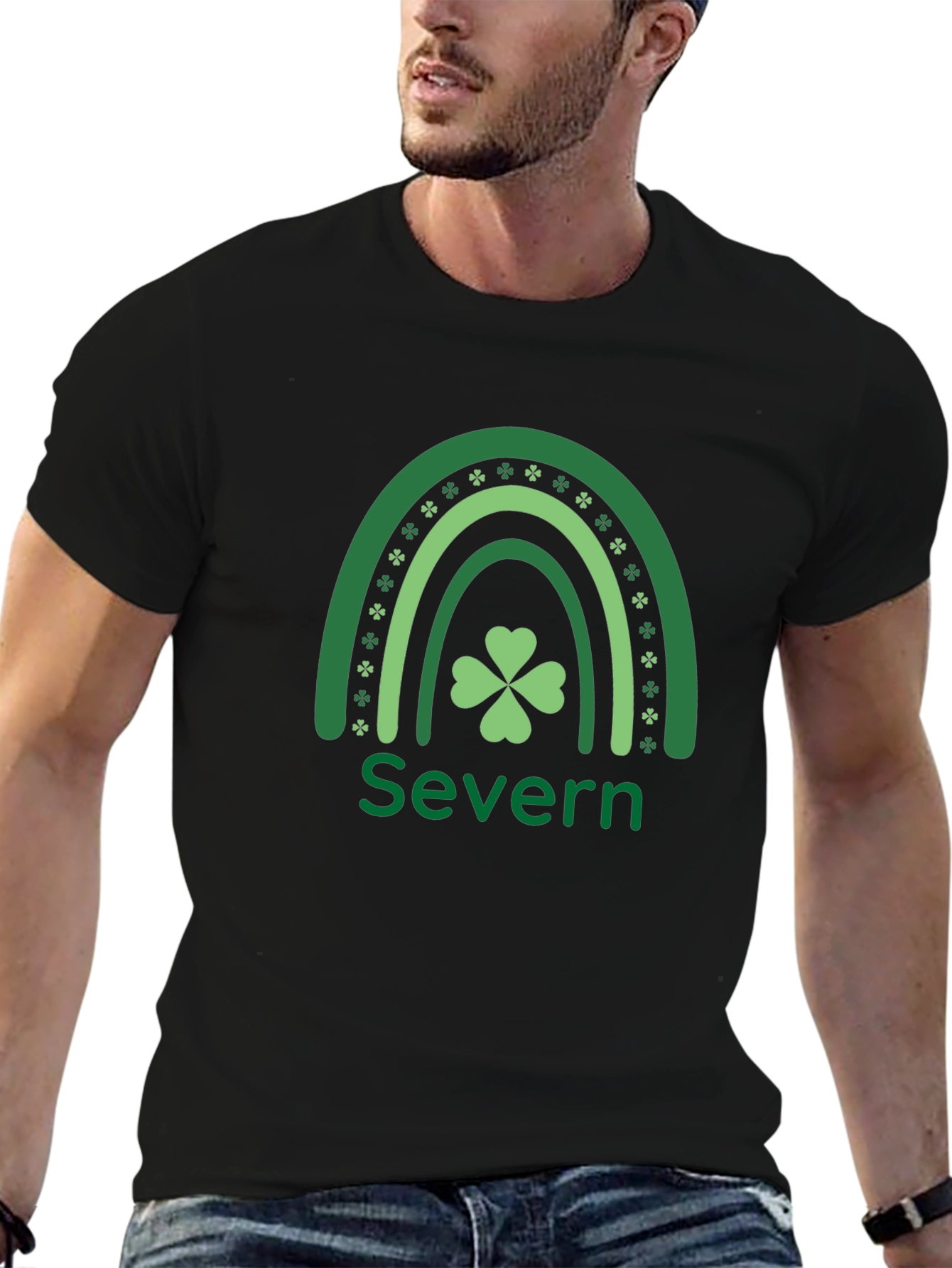 Camiseta Negra Trébol Irlandés Severn