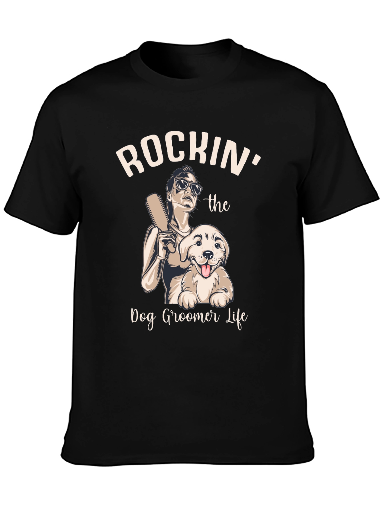Camiseta Rockin Dog Groomer Life Negra