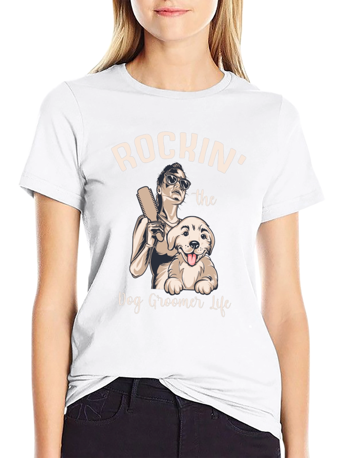 Camiseta Rockin Dog Groomer Life Negra