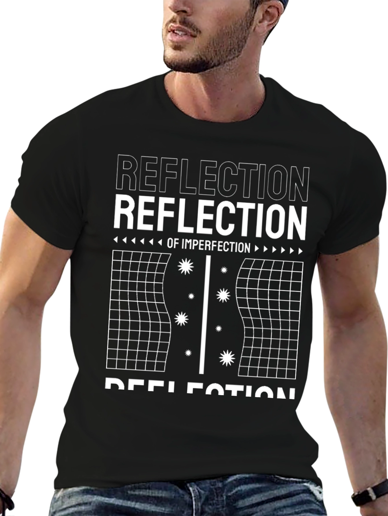 Camiseta Negra Reflection of Imperfection Diseño Gráfico