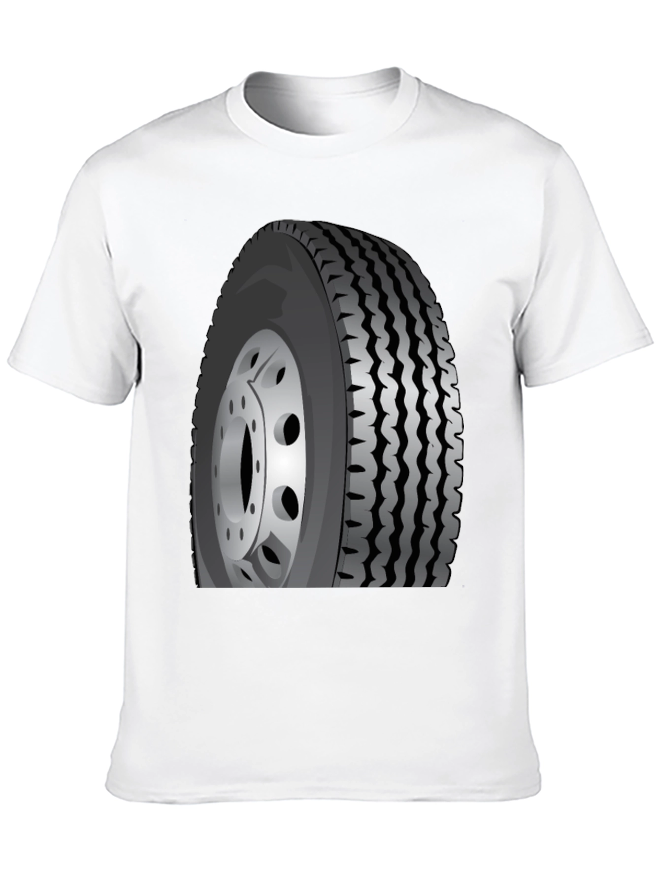 Camiseta Negra con Diseño de Llanta de Camión