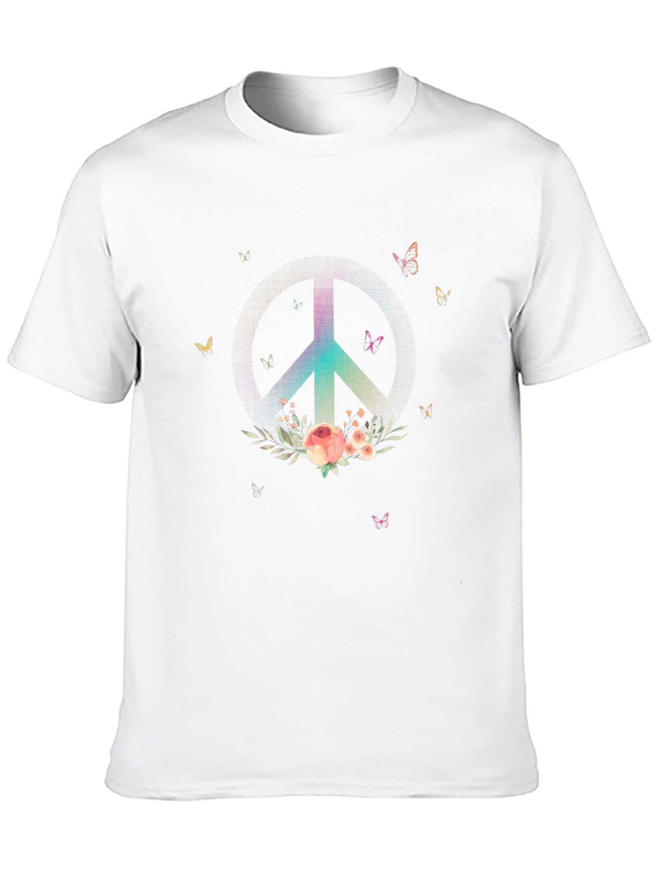 Camiseta Negra con Símbolo de Paz Floral