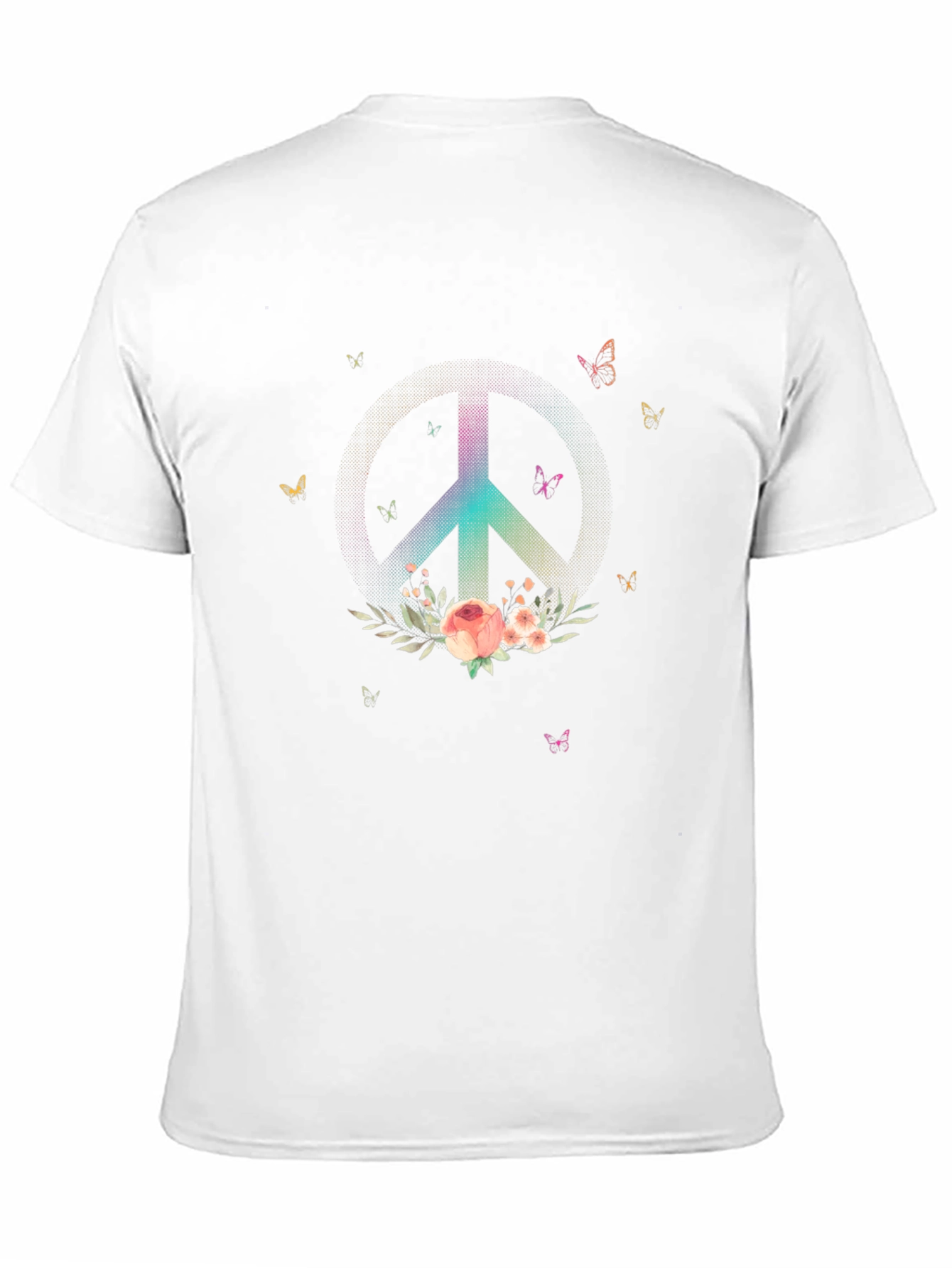 Camiseta Negra con Símbolo de Paz Floral