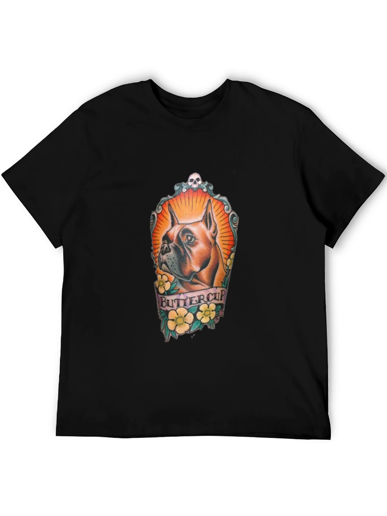 Camiseta Negra Estampada con Diseño de Bulldog Buttercup