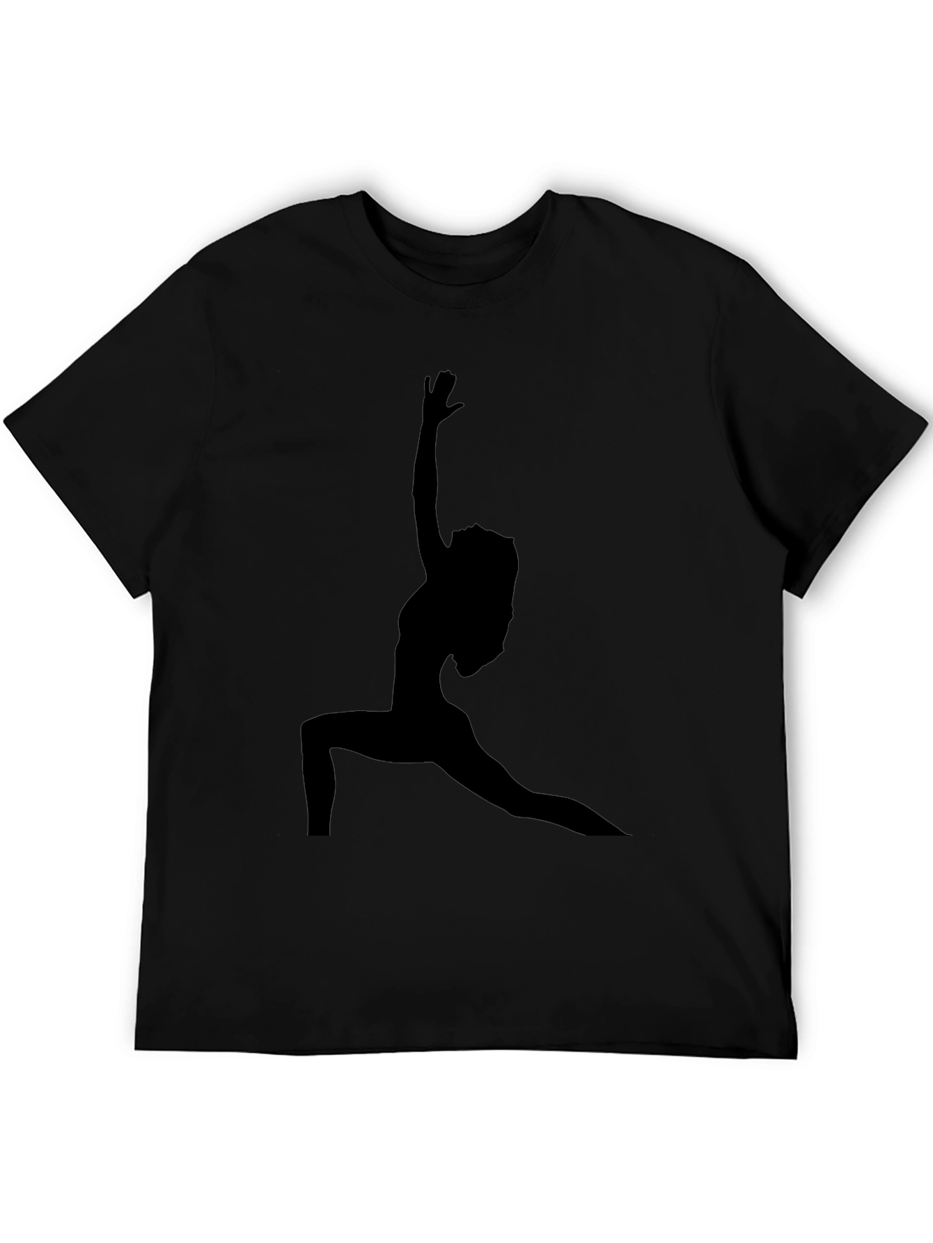 Camiseta Negra con Silueta de Yoga para Hombre
