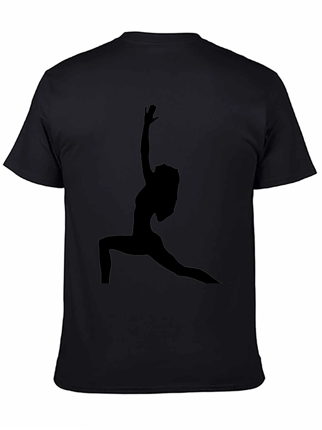 Camiseta Negra con Silueta de Yoga para Hombre