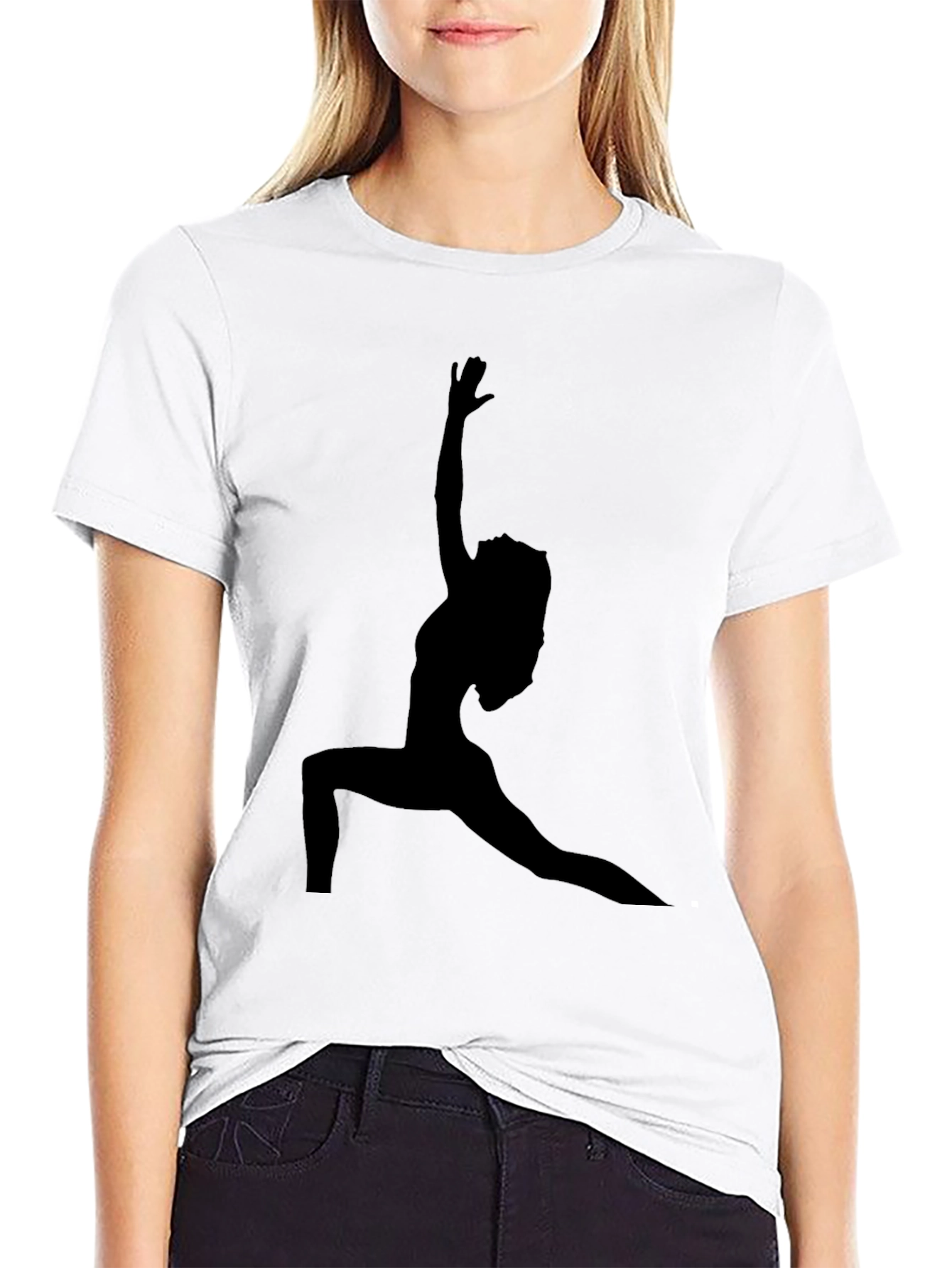 Camiseta Negra con Silueta de Yoga para Hombre