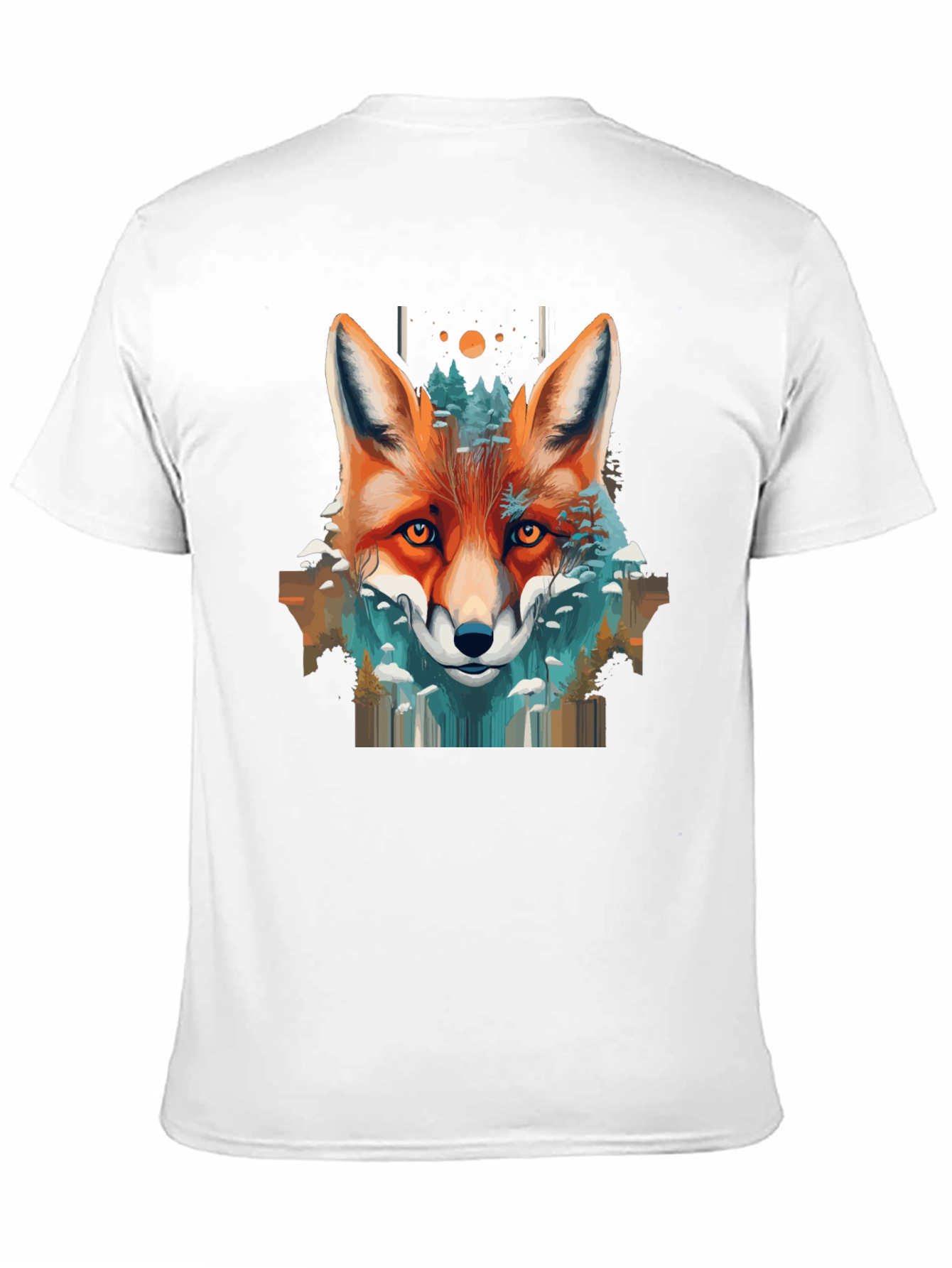 Camiseta Negra con Diseño de Zorro y Naturaleza