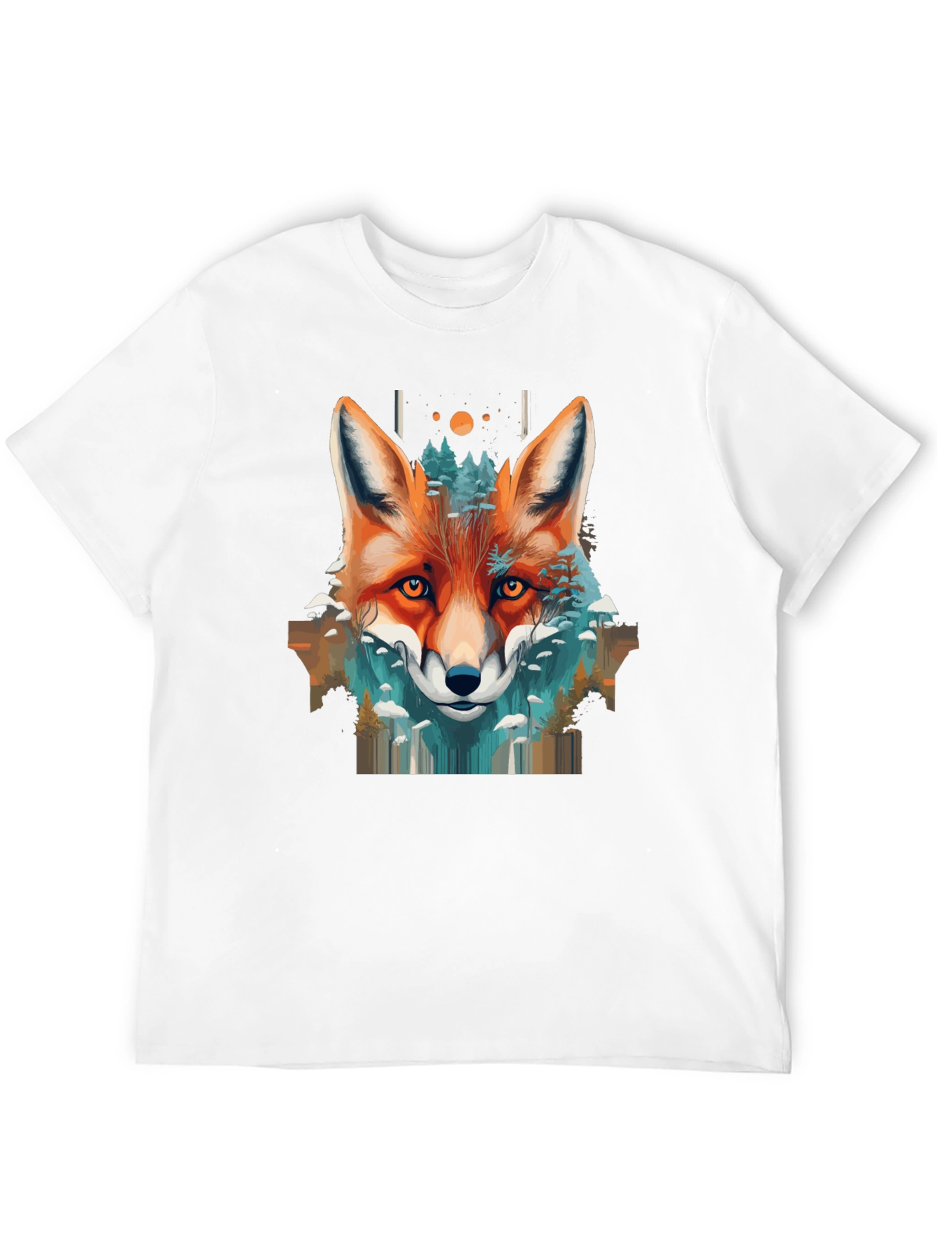 Camiseta Negra con Diseño de Zorro y Naturaleza