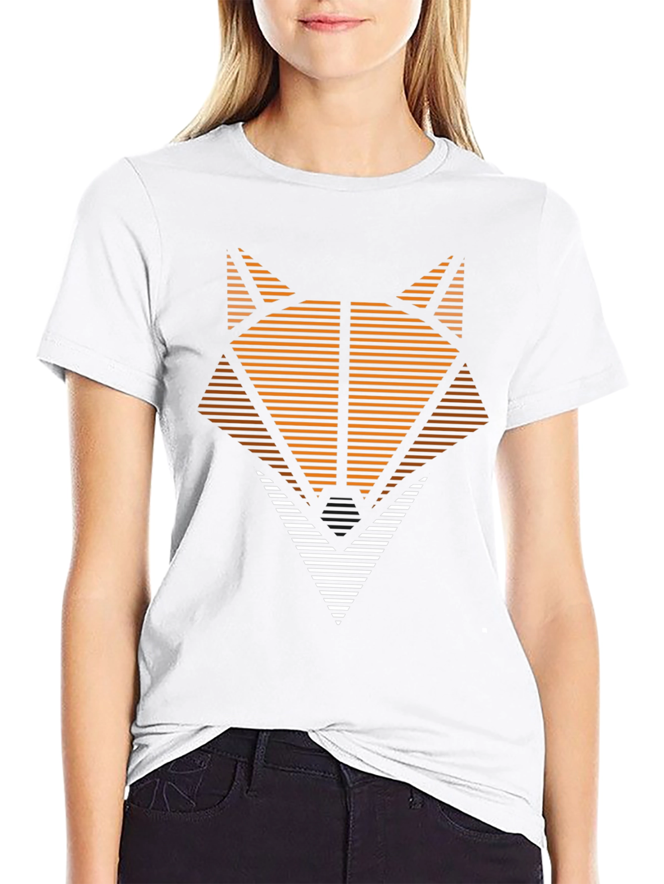 Camiseta Hombre Diseño Zorro Geométrico