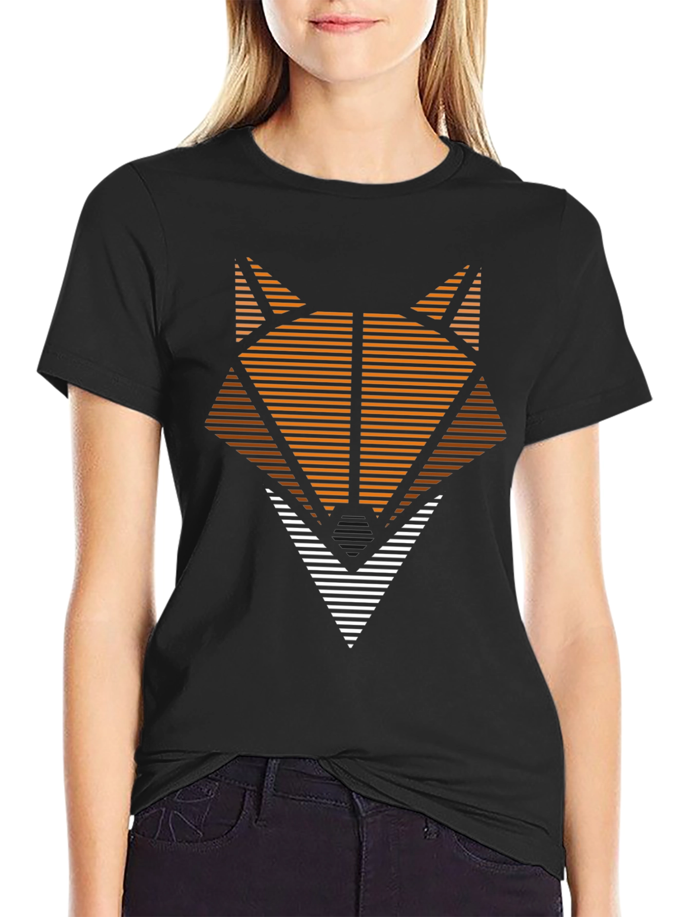 Camiseta Hombre Diseño Zorro Geométrico