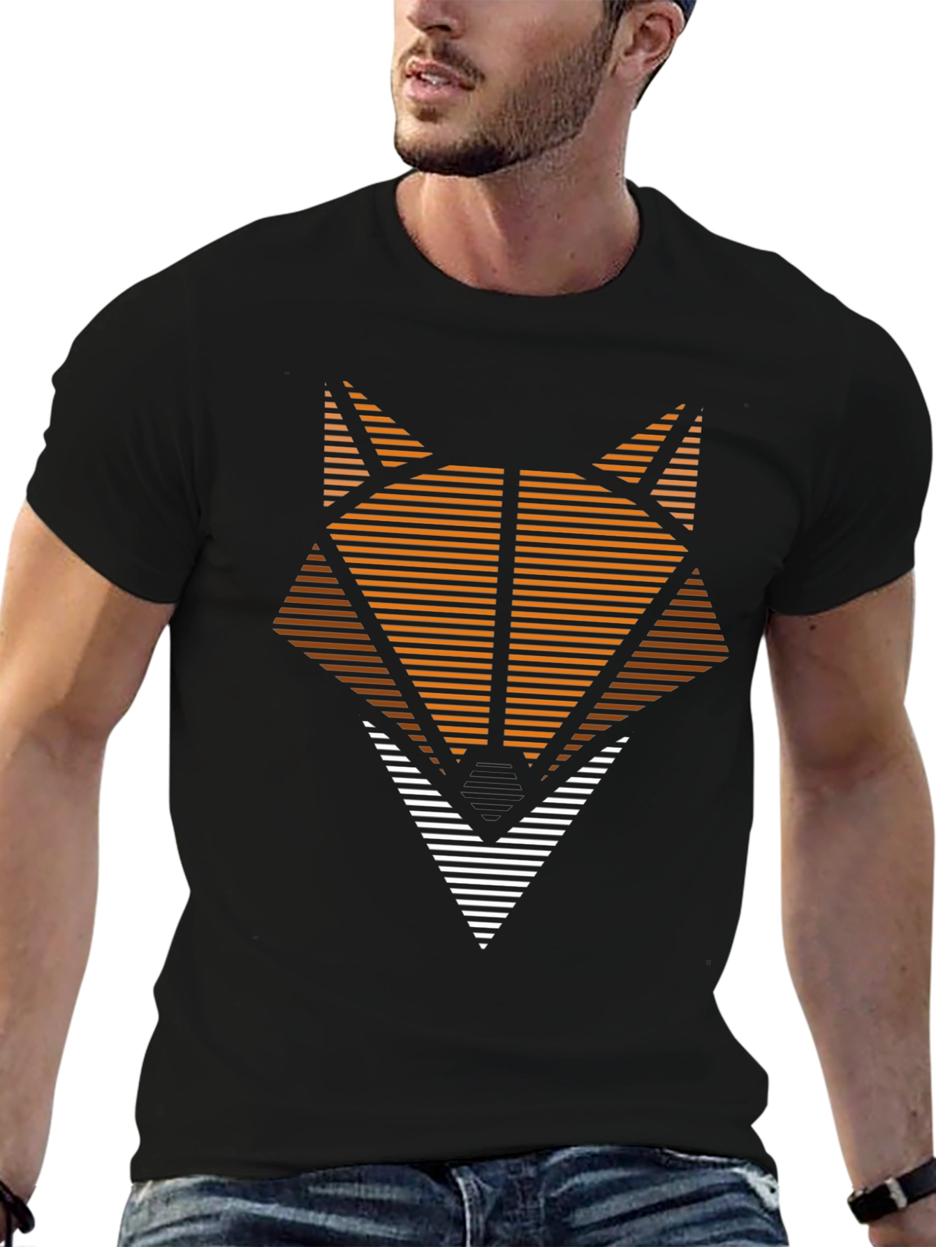 Camiseta Hombre Diseño Zorro Geométrico