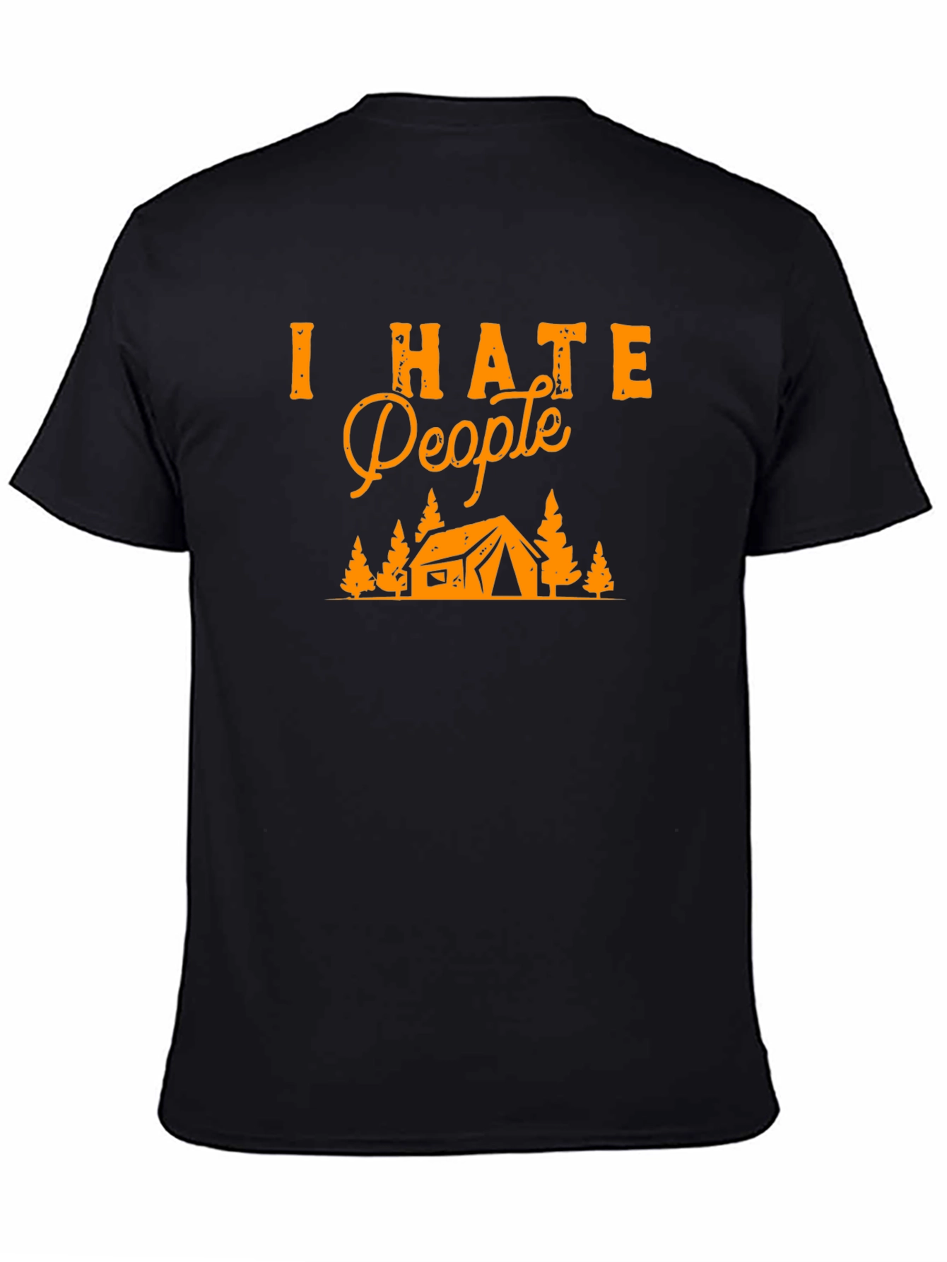Camiseta Negra Odio a la Gente para Camping