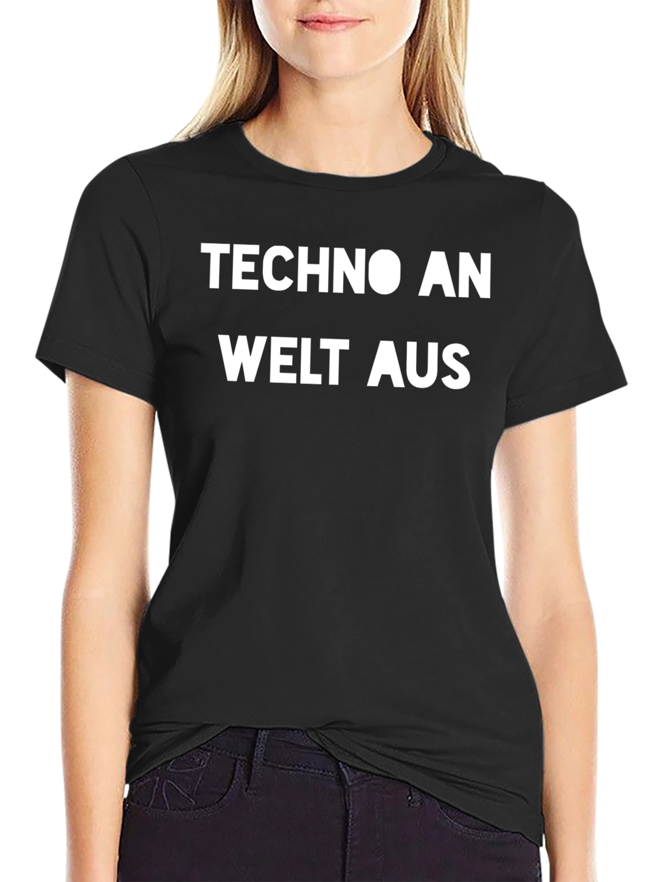 Camiseta Negra Techno An Welt Aus Estilo Casual