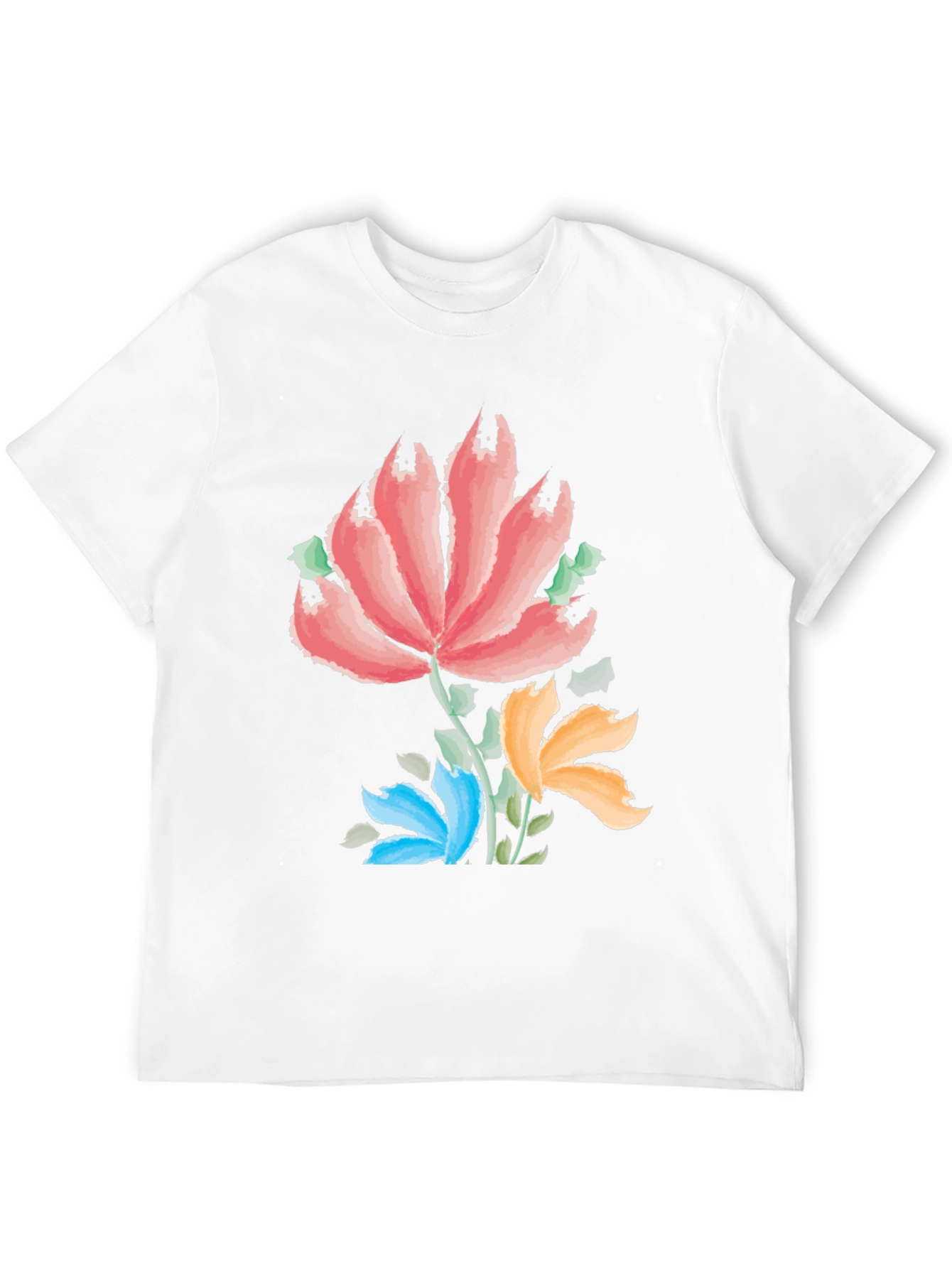 Camiseta Negra con Estampado Floral Artístico