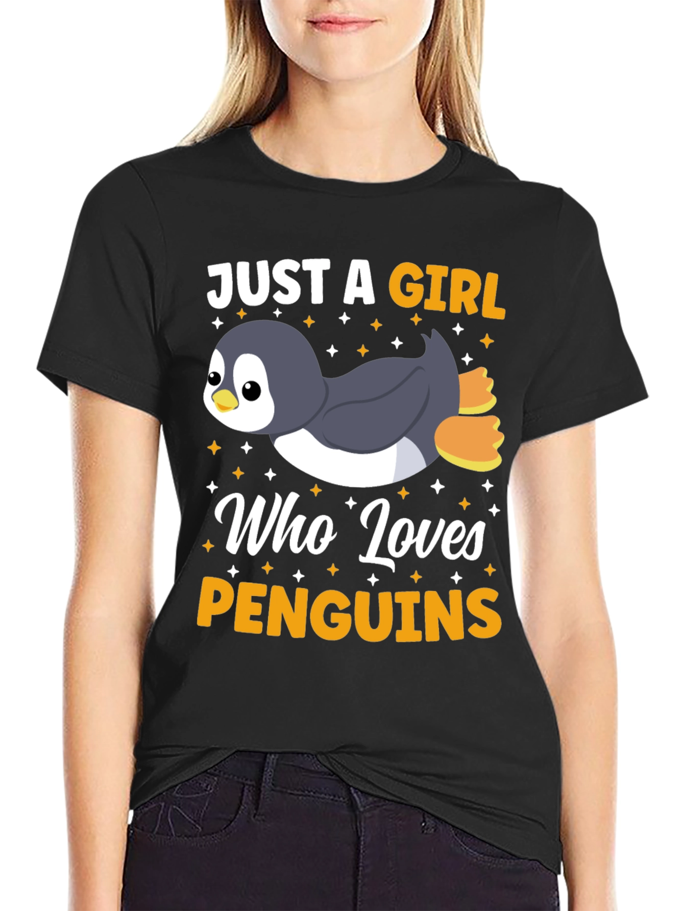 Camiseta Negra Diseño Penguin Lovers