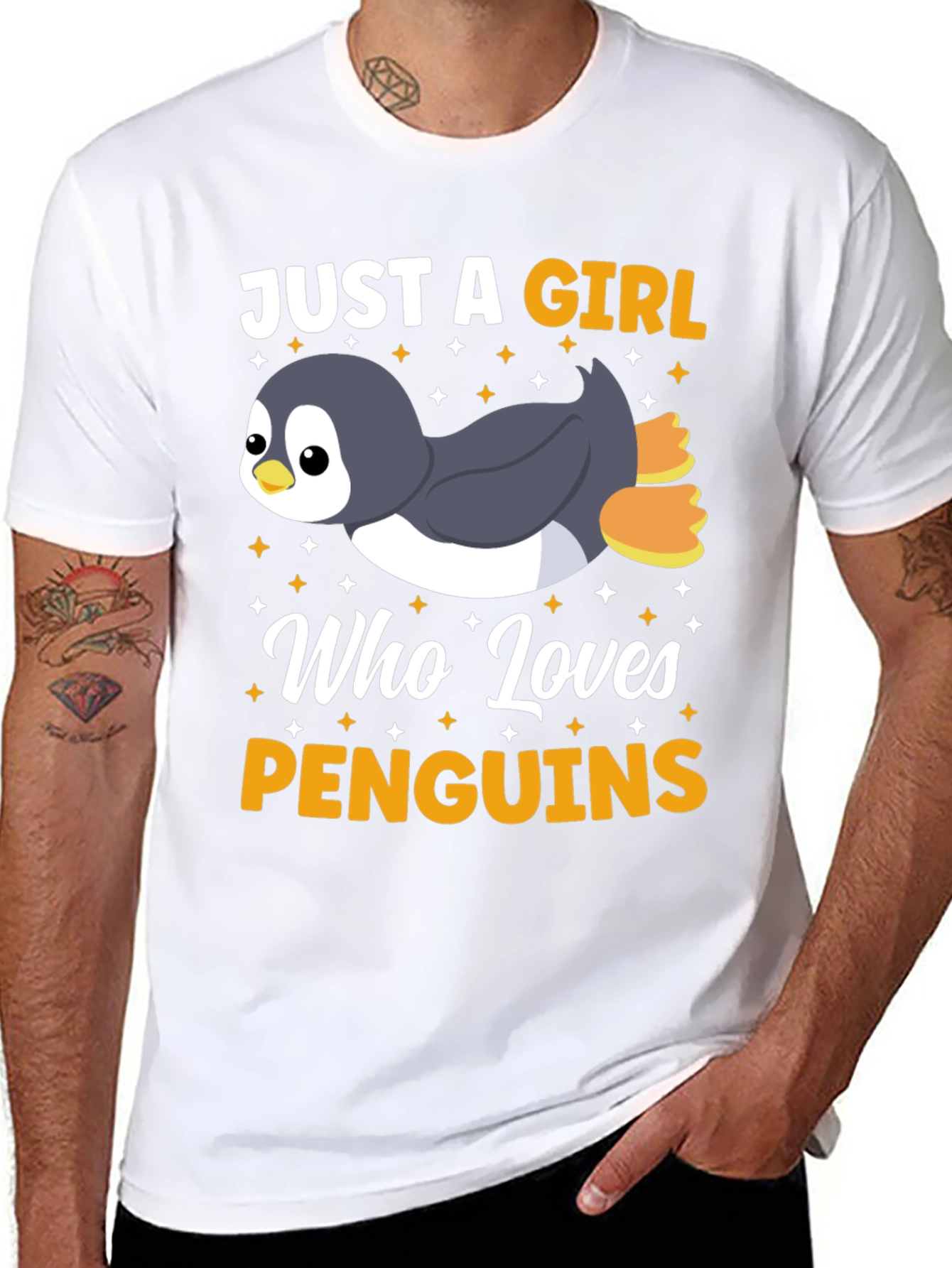 Camiseta Negra Diseño Penguin Lovers