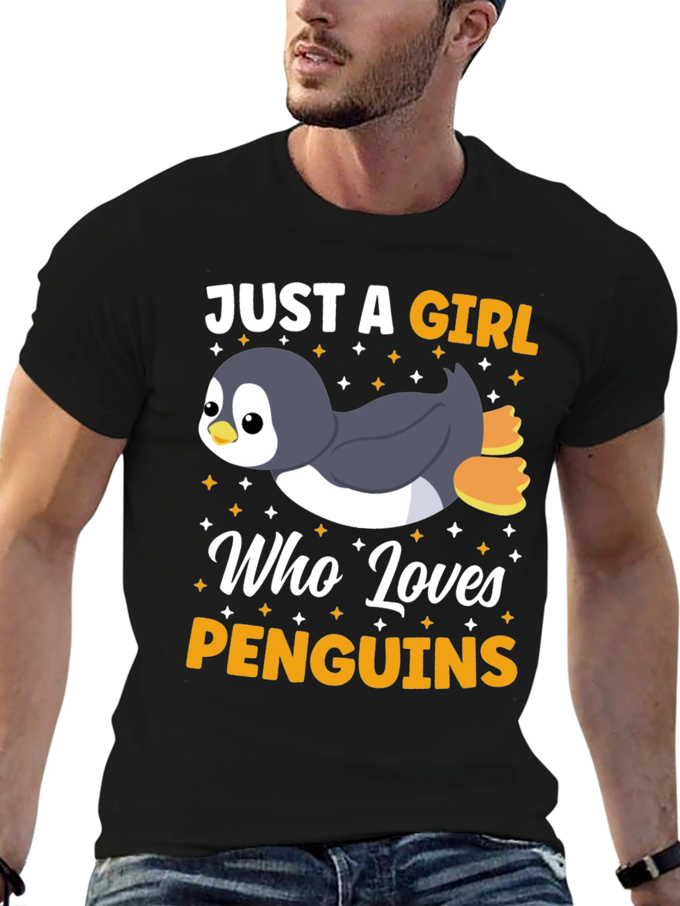 Camiseta Negra Diseño Penguin Lovers
