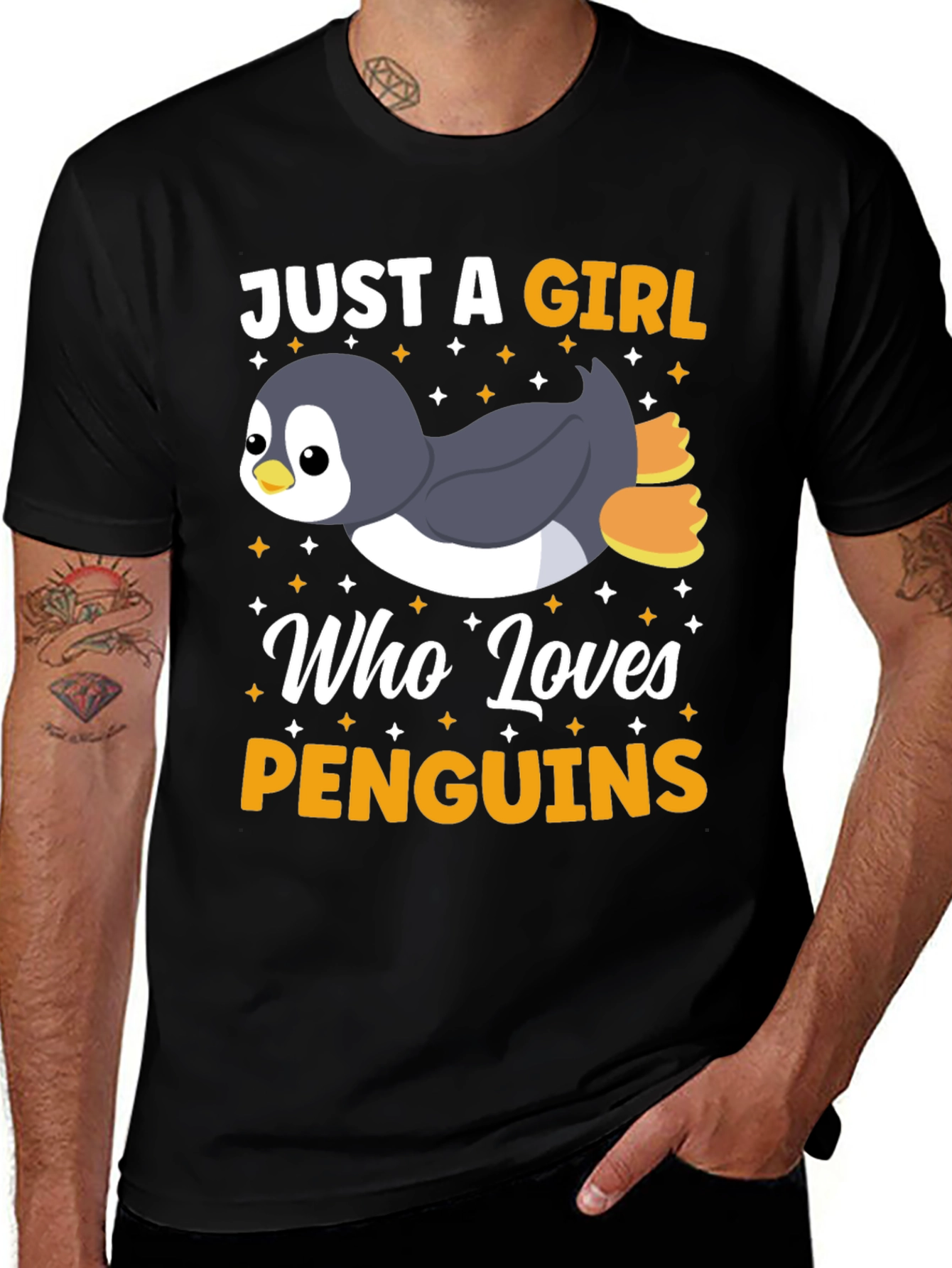 Camiseta Negra Diseño Penguin Lovers