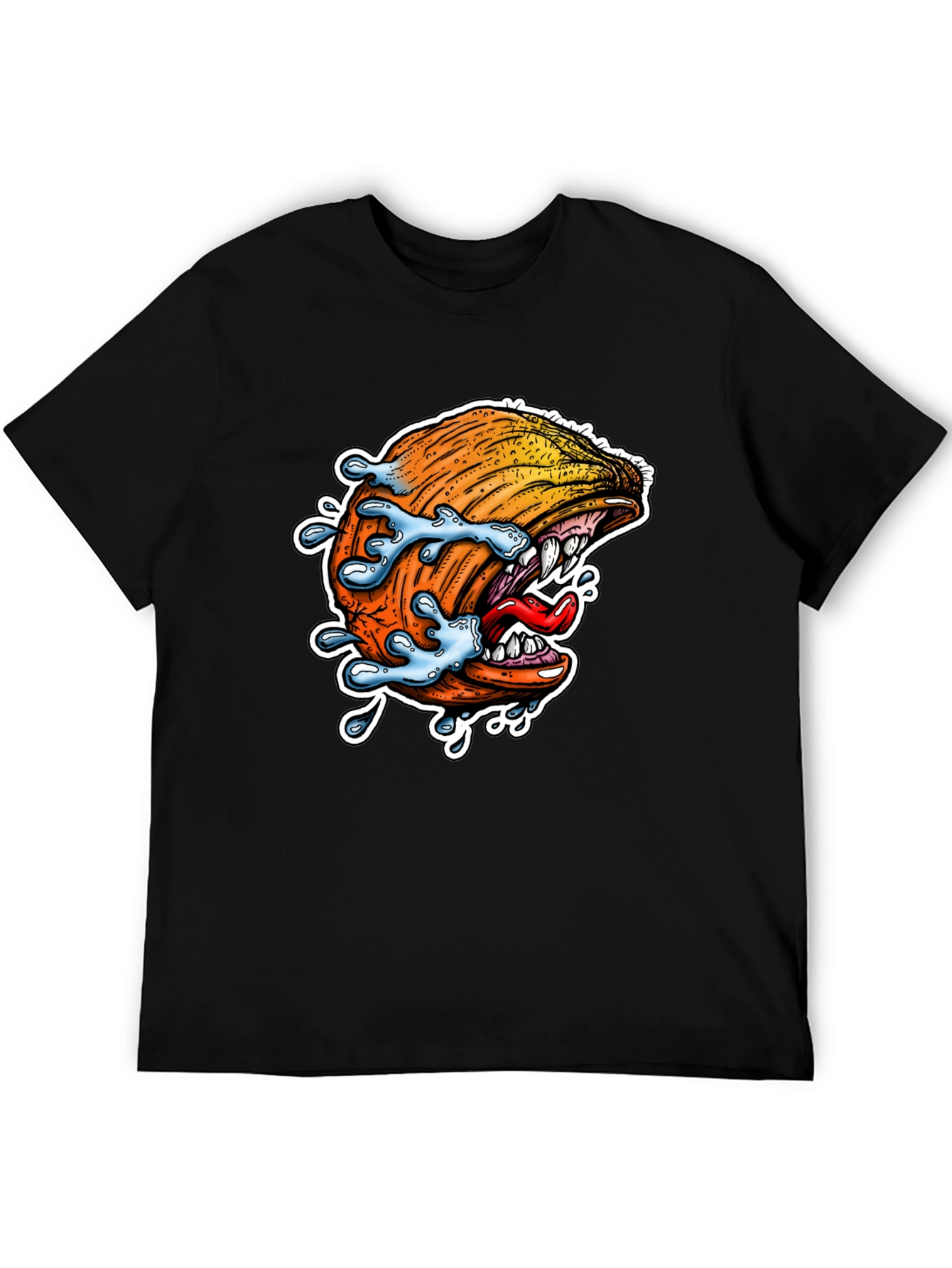 Camiseta Negra con Diseño de Ola Monstruosa