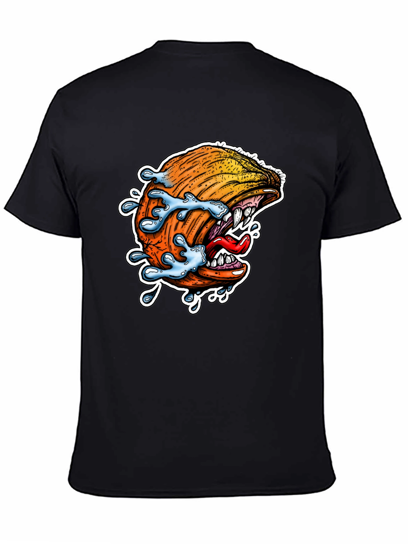 Camiseta Negra con Diseño de Ola Monstruosa