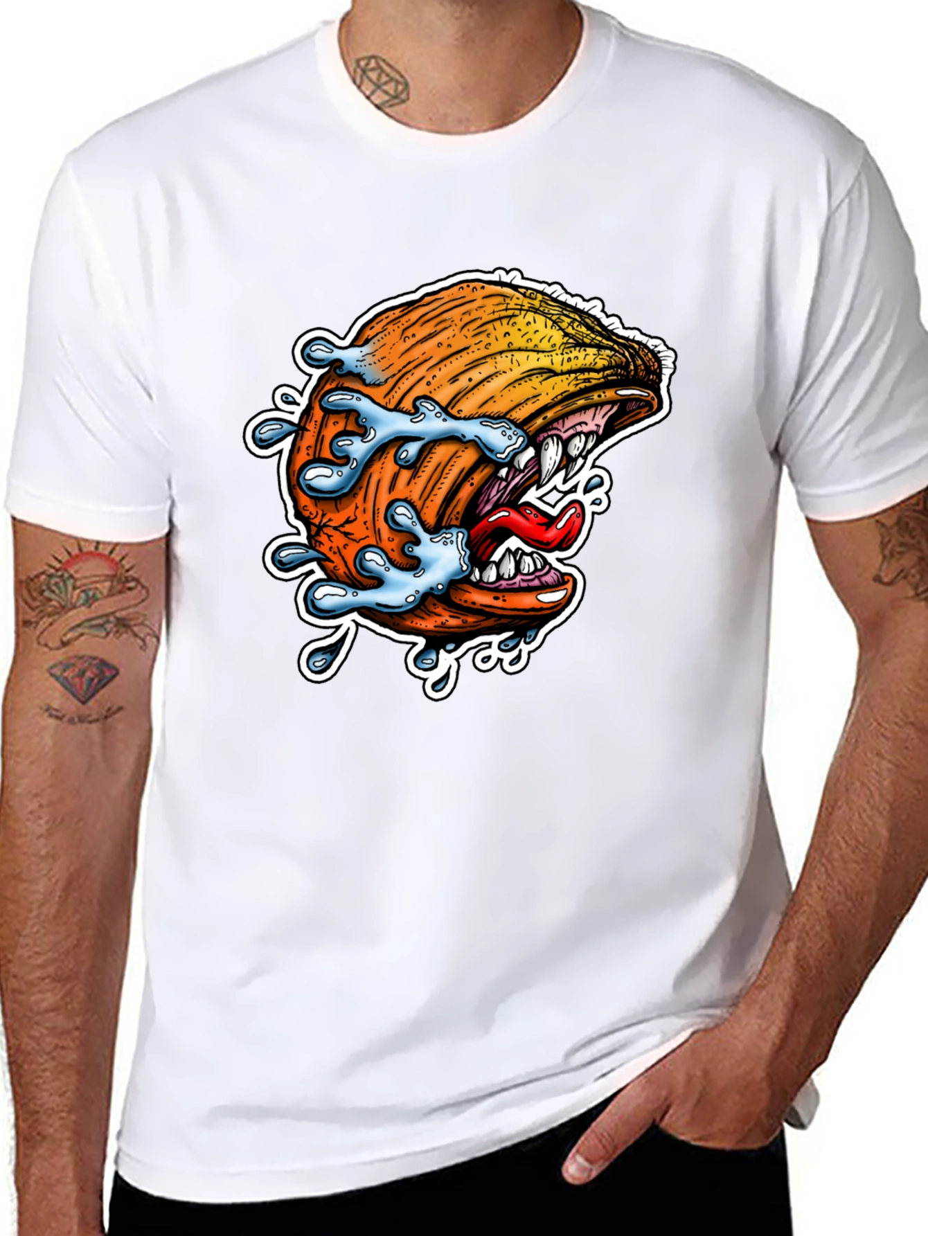 Camiseta Negra con Diseño de Ola Monstruosa