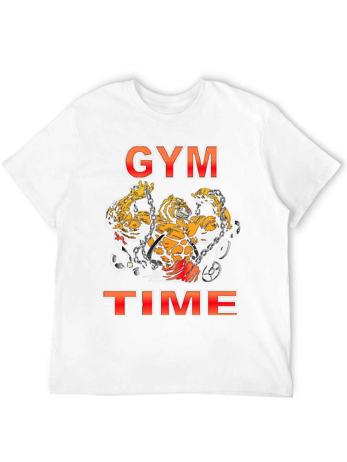Camiseta Negra Estampada Gym Time con Tigres Musculosos