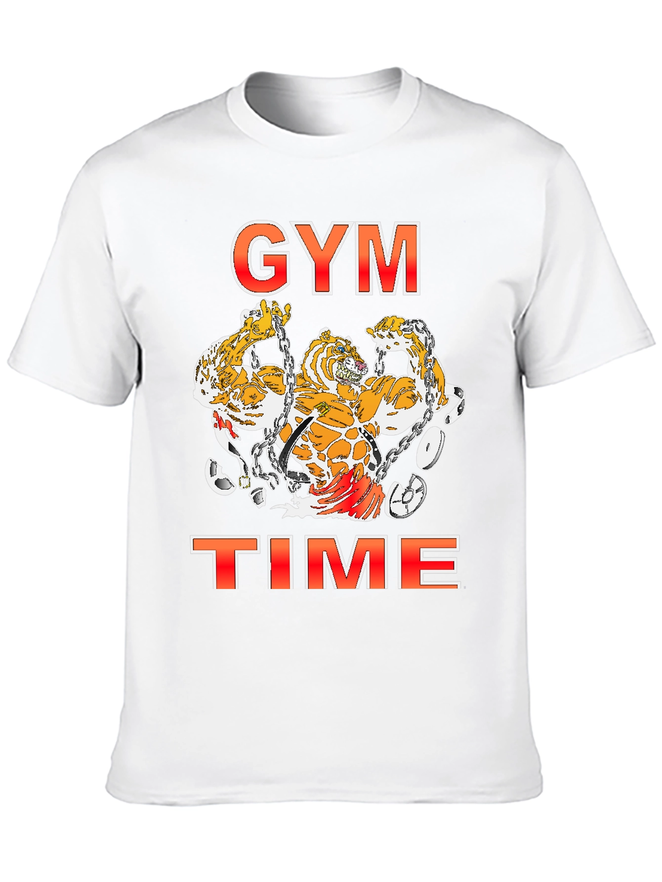 Camiseta Negra Estampada Gym Time con Tigres Musculosos
