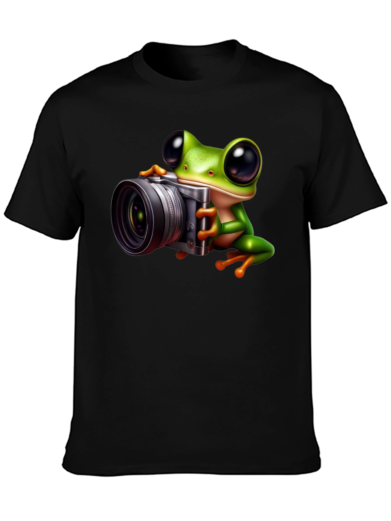 Camiseta Negra con Rana Fotógrafa