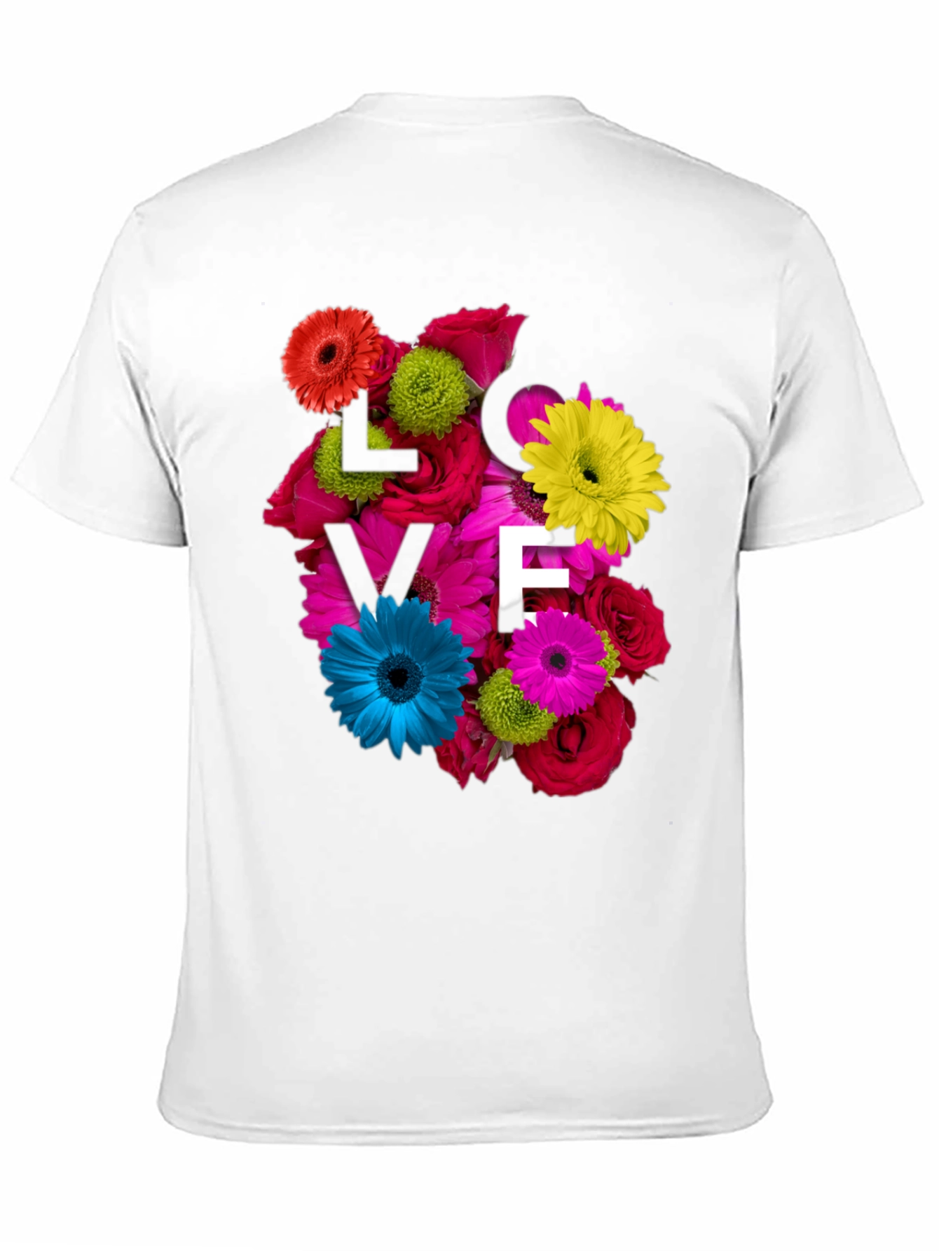 Camiseta Negra con Diseño Floral LOVE