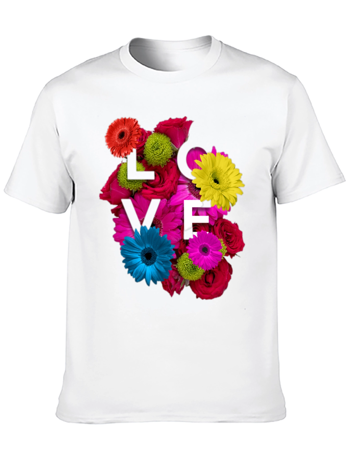 Camiseta Negra con Diseño Floral LOVE